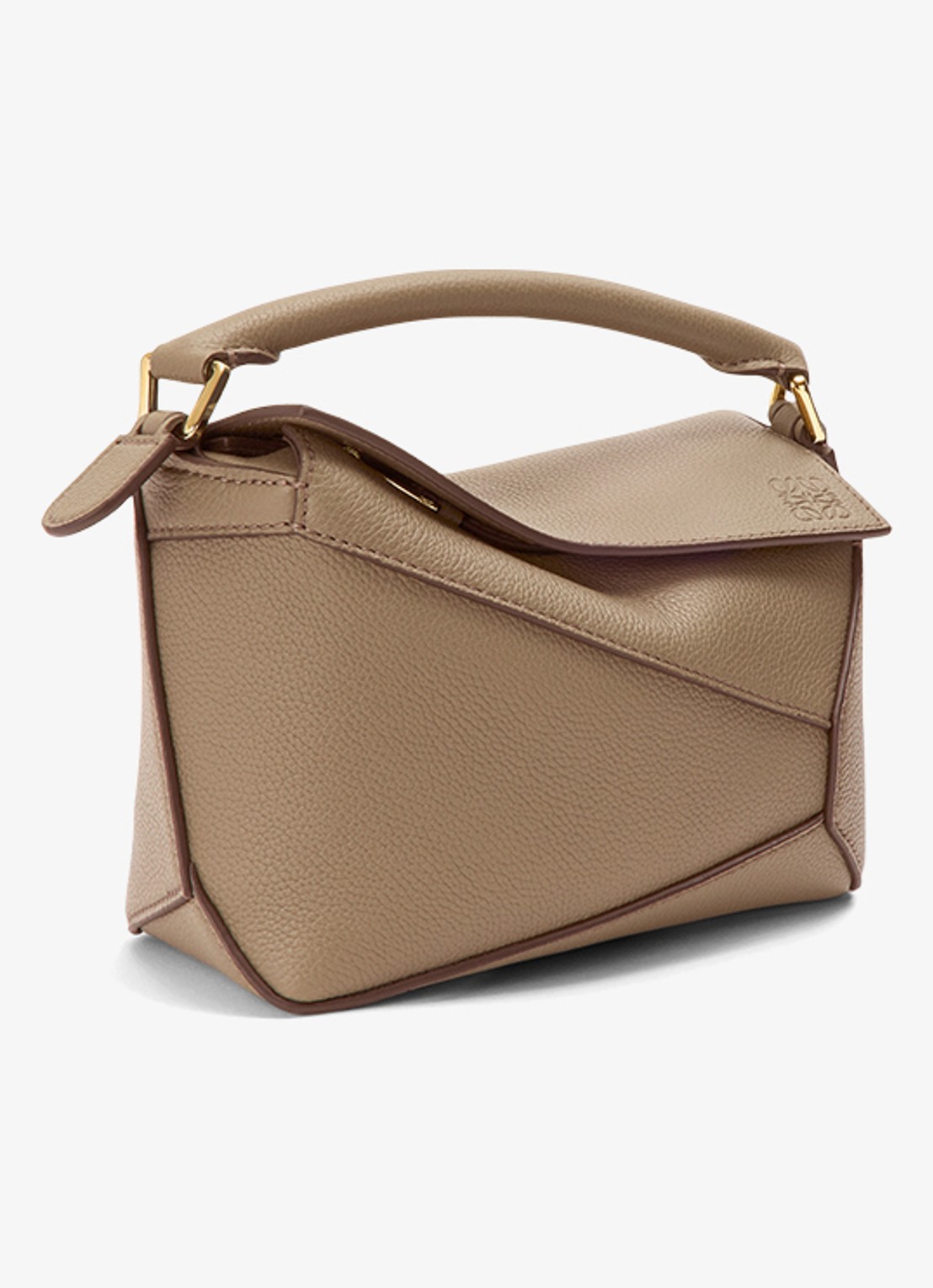 LOEWE Puzzle Edge Mini handtas van kalfsleer - voorkant 2 taupe
