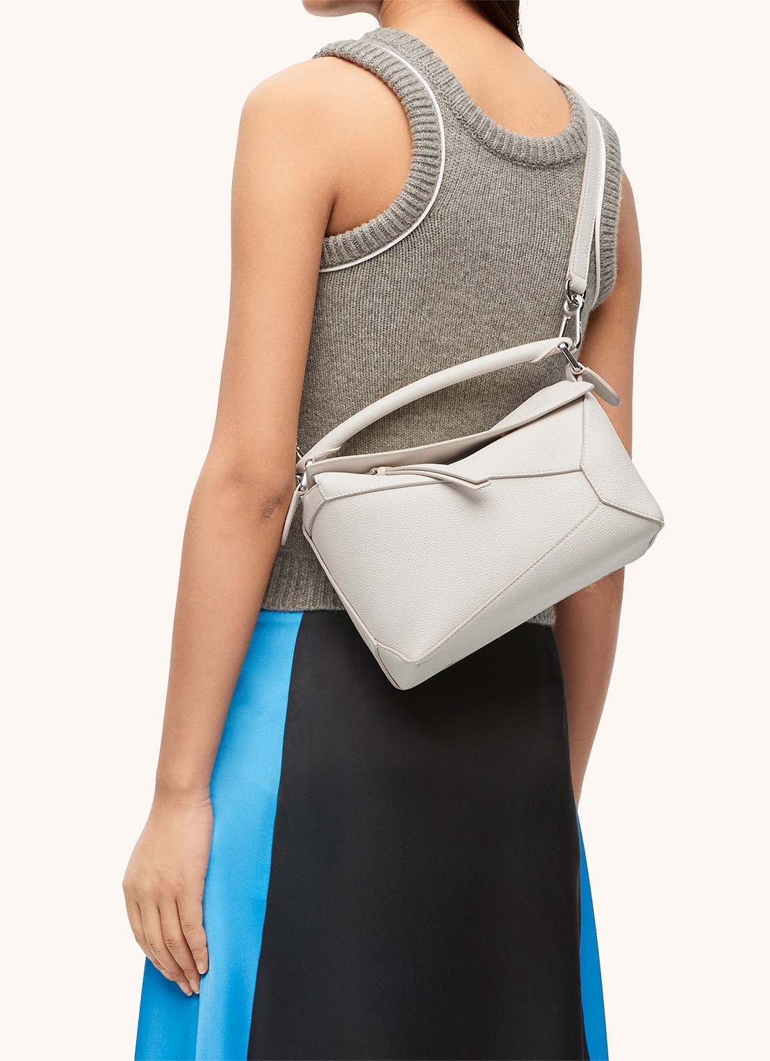 LOEWE Puzzle Edge Small handtas van kalfsleer - detail 8 wit