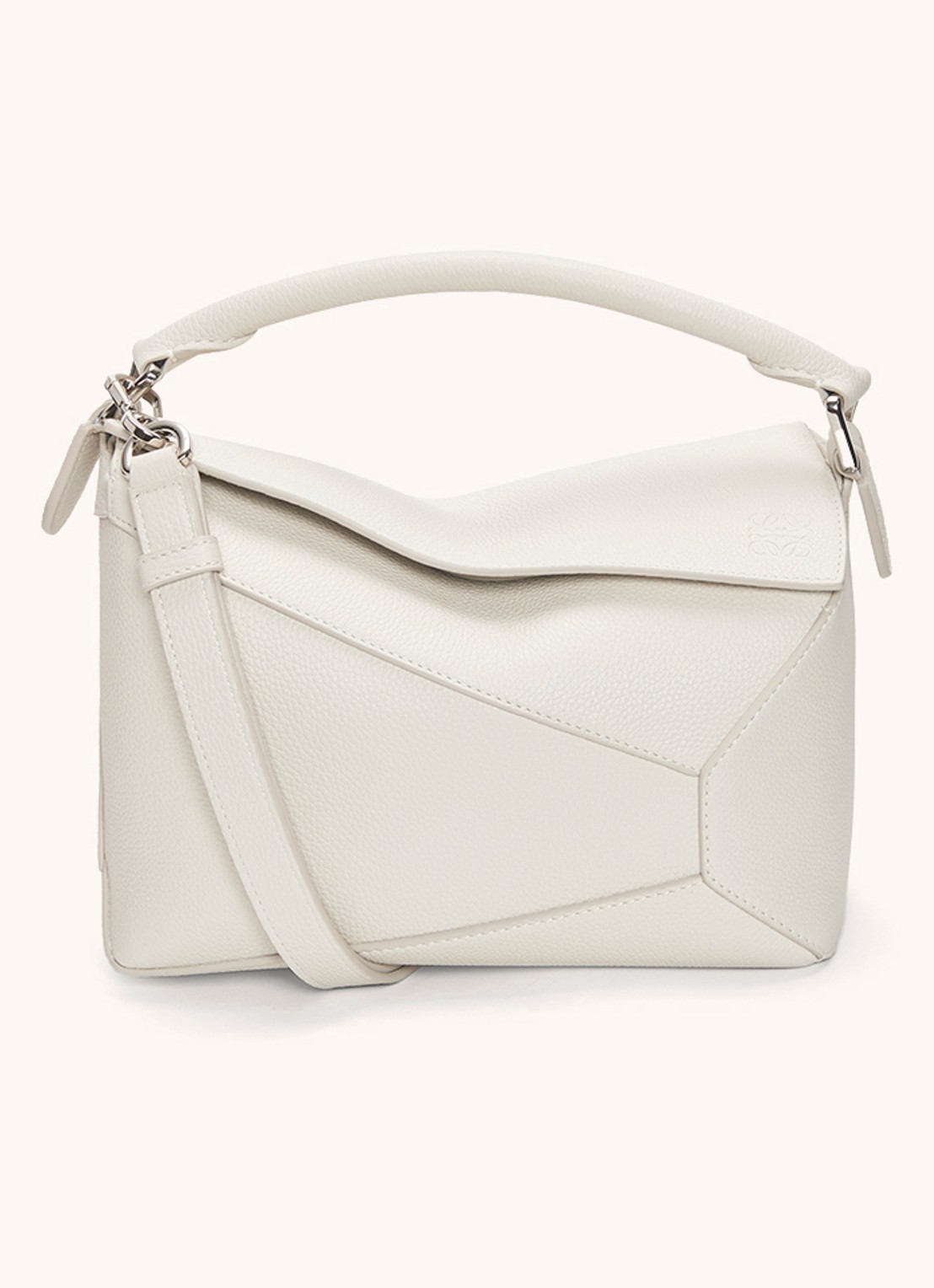 LOEWE Puzzle Edge Small handtas van kalfsleer - voorkant wit