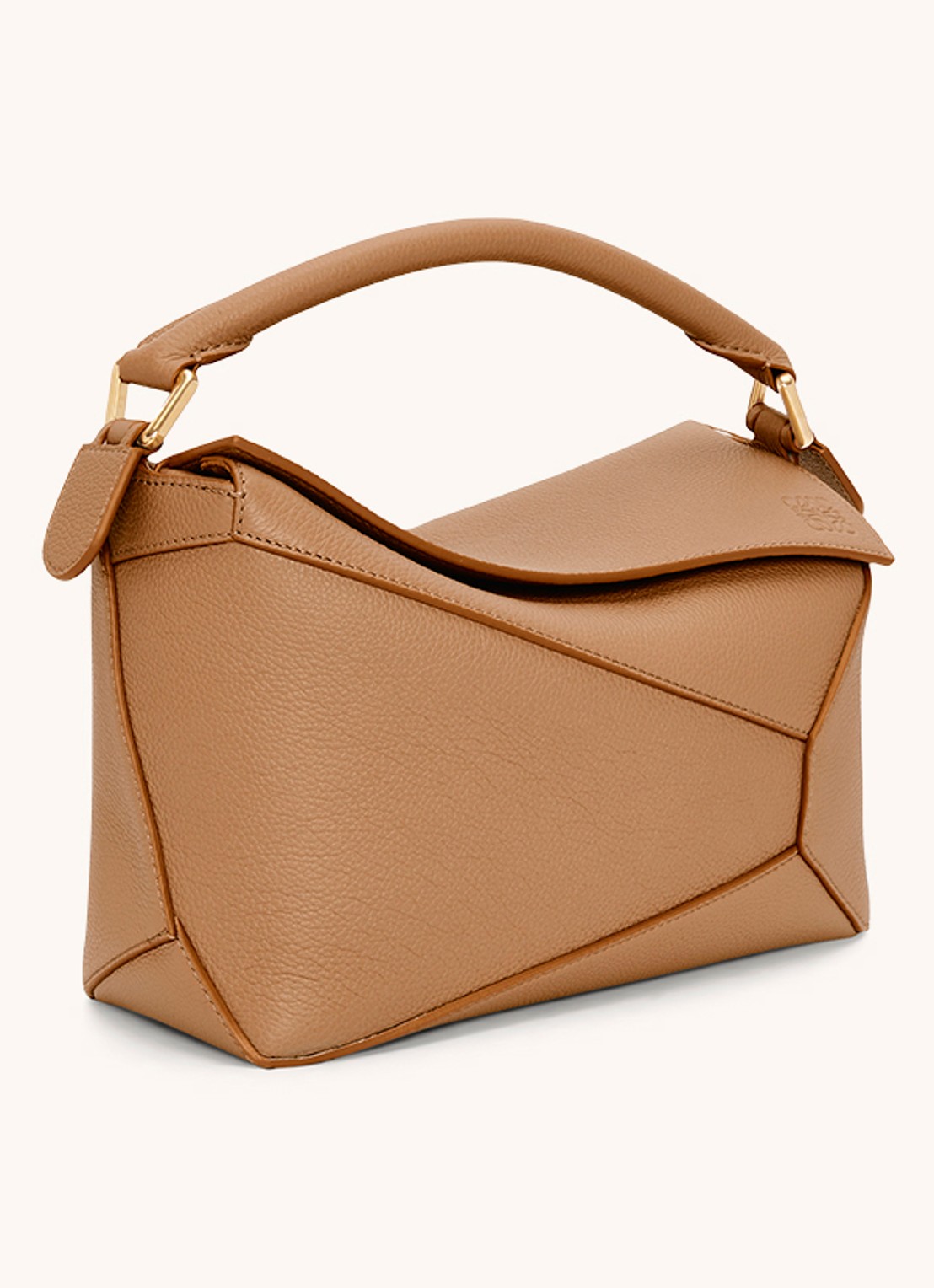 LOEWE Puzzle Edge Small handtas van kalfsleer - achterkant 5 lichtbruin