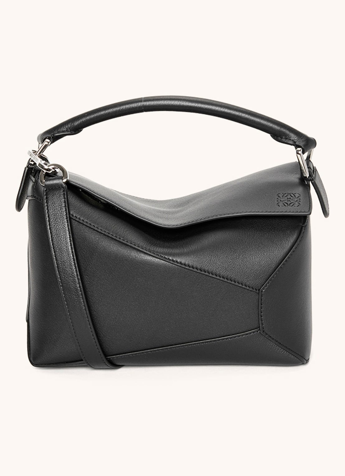 LOEWE Puzzle Edge Small handtas van kalfsleer - voorkant zwart