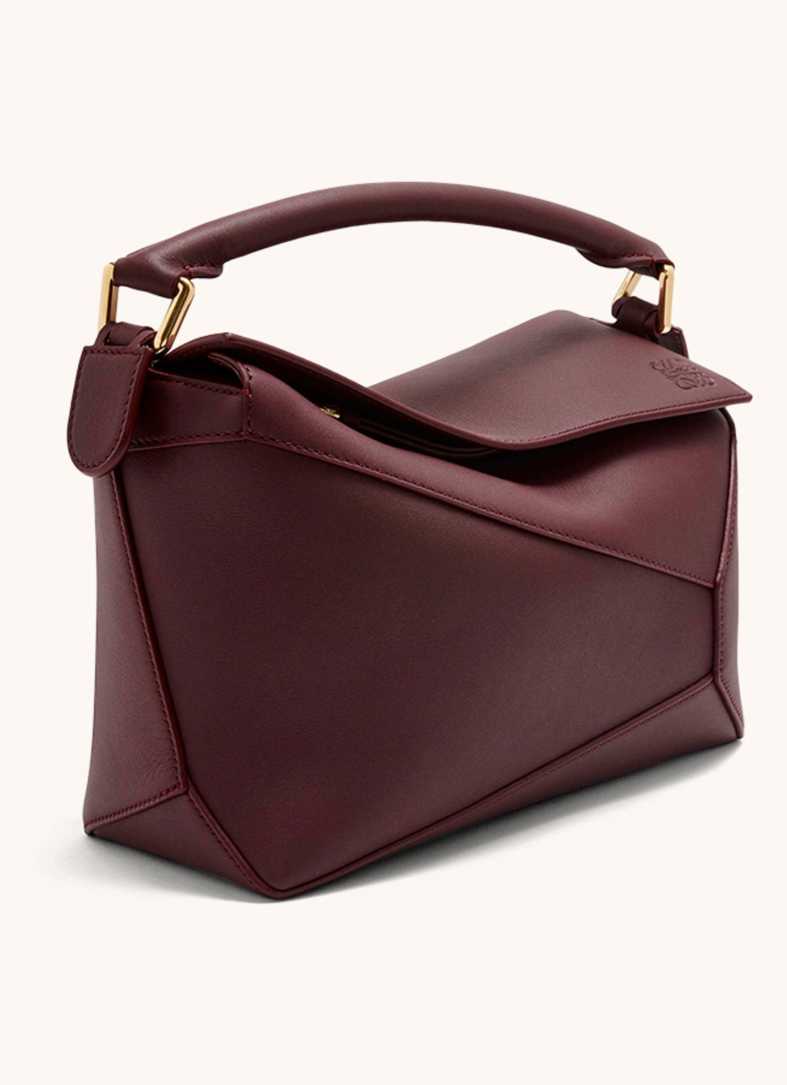 LOEWE Puzzle Edge Small handtas van kalfsleer - achterkant 6 bordeauxrood