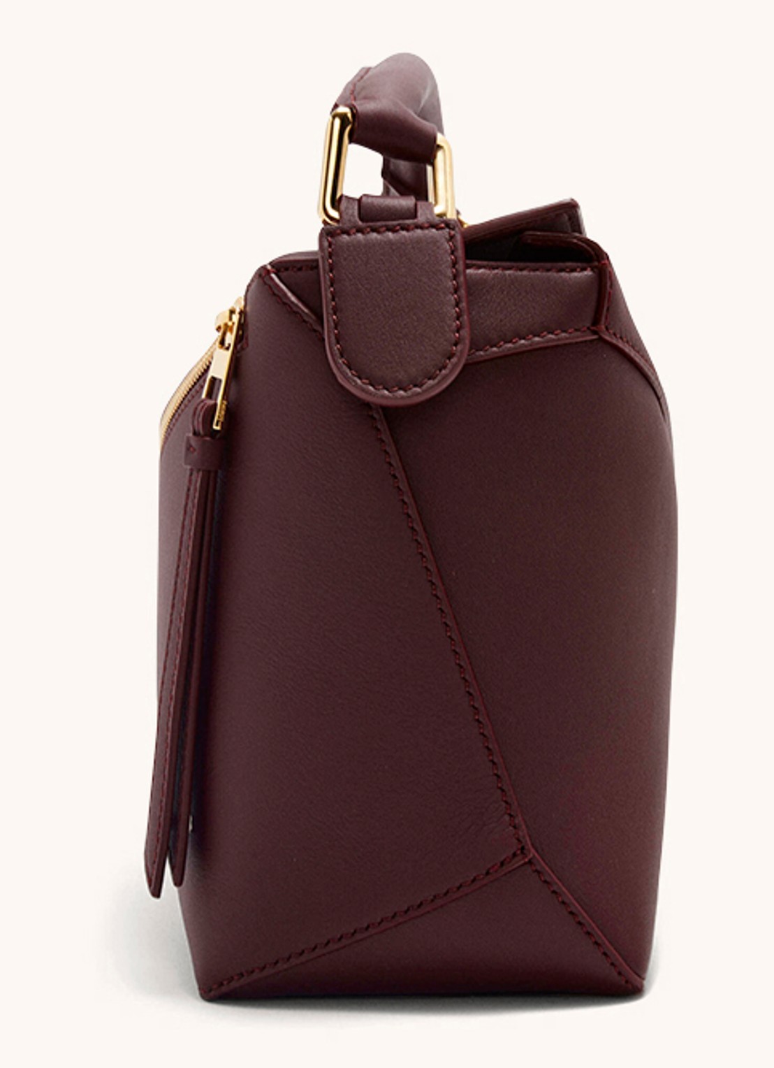 LOEWE Puzzle Edge Small handtas van kalfsleer - detail bordeauxrood