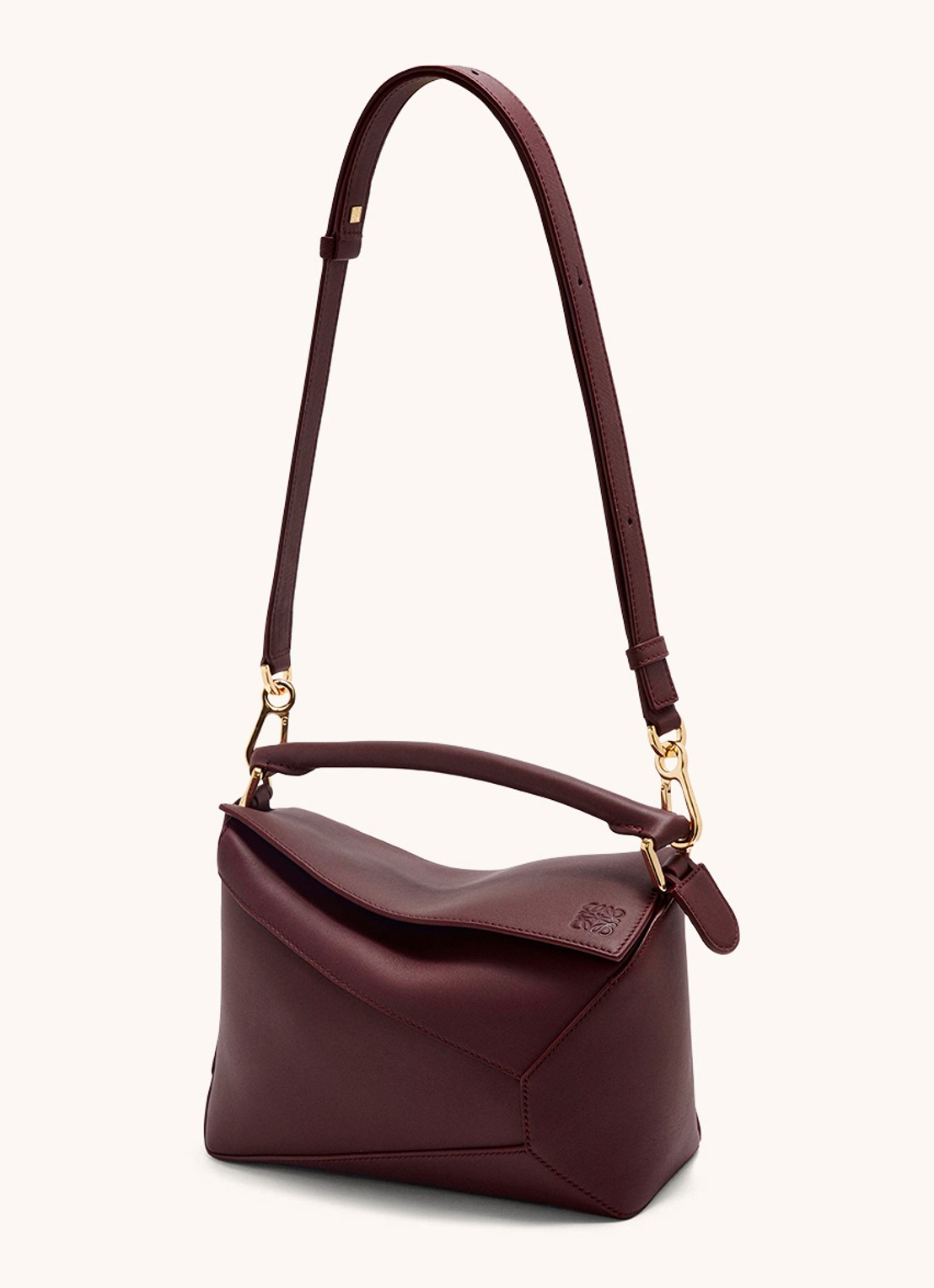 LOEWE Puzzle Edge Small handtas van kalfsleer - detail 3 bordeauxrood