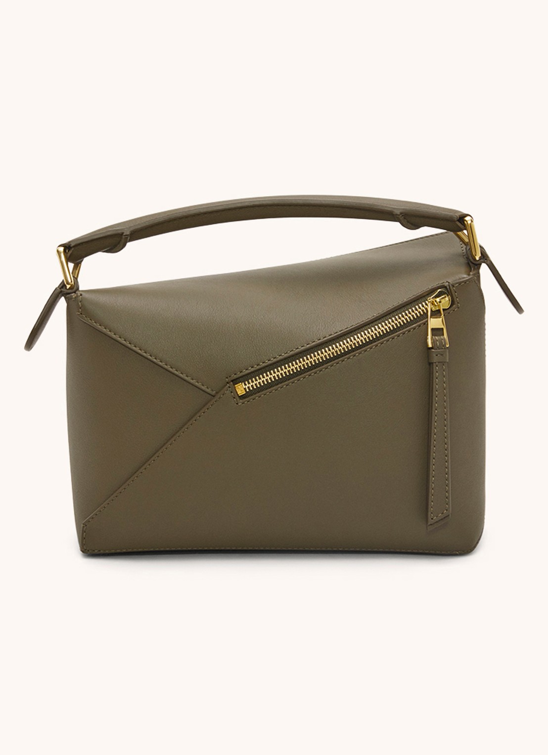 LOEWE Puzzle Edge Small handtas van kalfsleer - achterkant bronsgroen