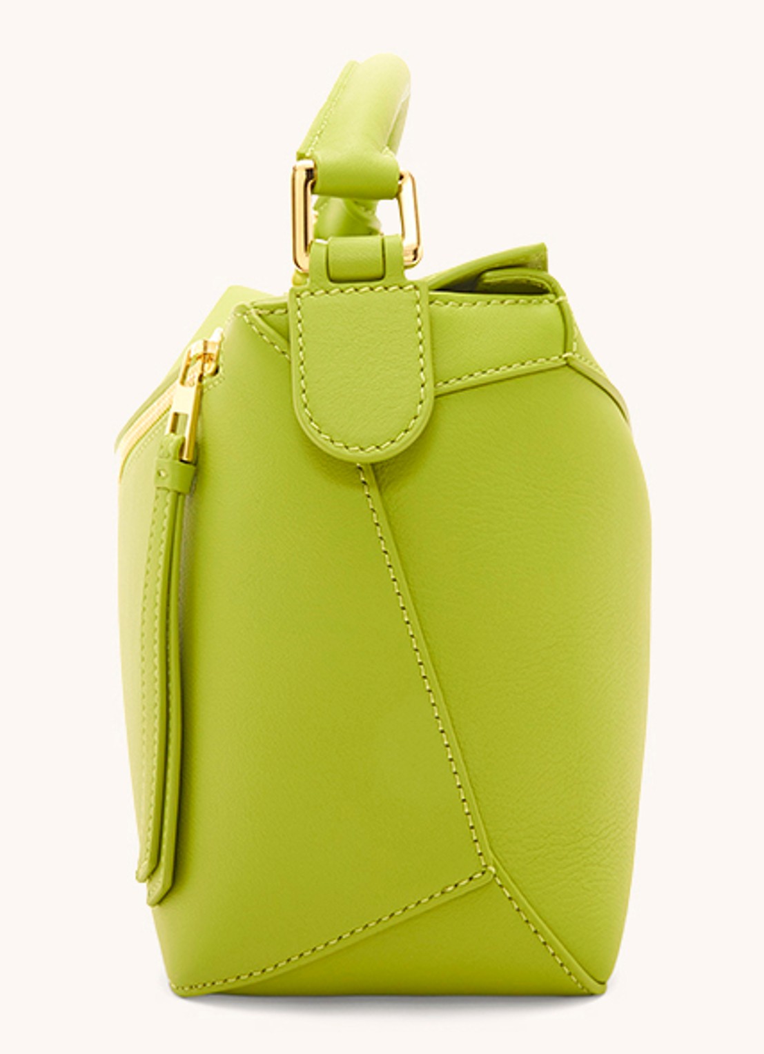 LOEWE Puzzle Edge Small handtas van kalfsleer - detail lime