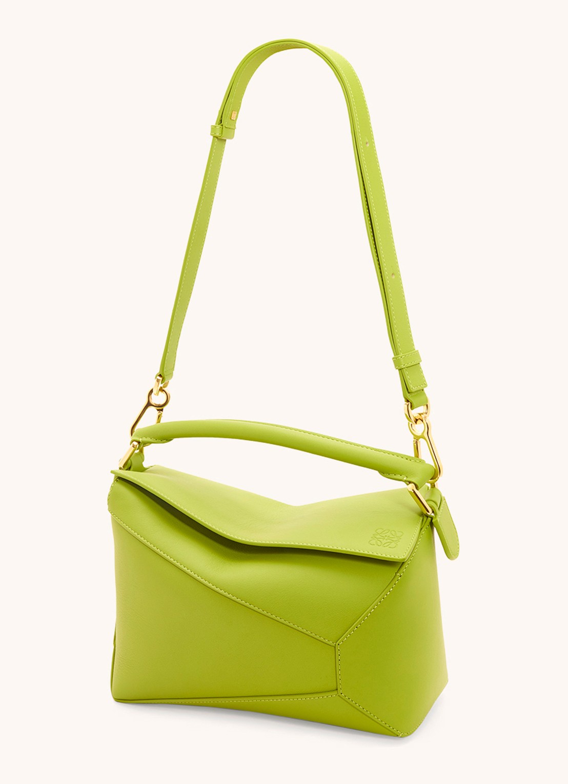 LOEWE Puzzle Edge Small handtas van kalfsleer - detail 2 lime