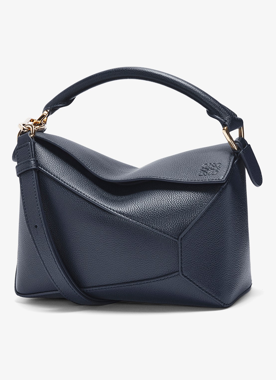 LOEWE Puzzle Edge Small handtas van kalfsleer - voorkant donkerblauw