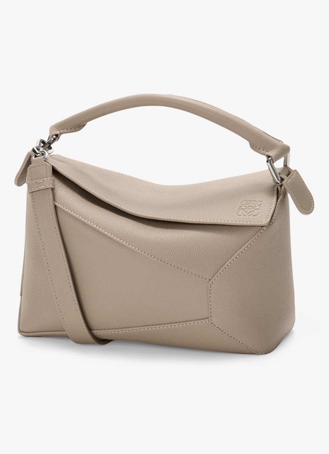 LOEWE Puzzle Edge Small handtas van kalfsleer - voorkant 7 zand