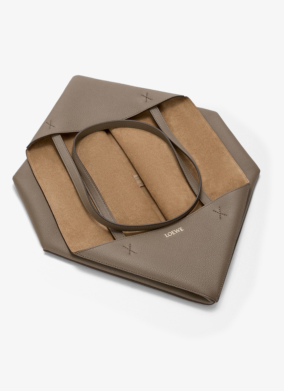 LOEWE Puzzle Fold Horizontal Large shopper van kalfsleer - detail 6 taupe