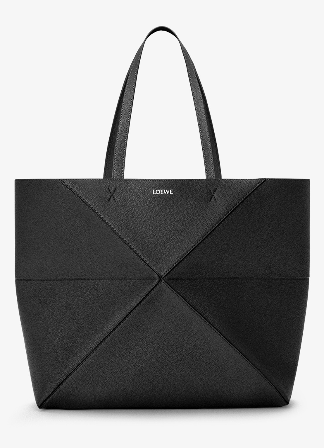 LOEWE Puzzle Fold Horizontal Large shopper van kalfsleer - voorkant 5 zwart