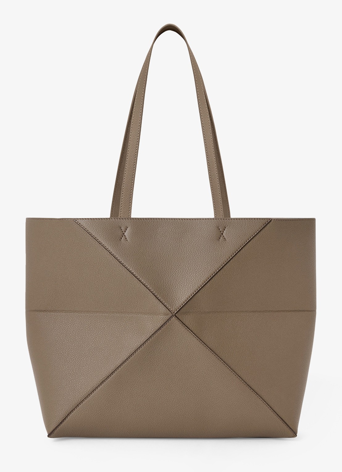 LOEWE Puzzle Fold Horizontal Medium shopper van kalfsleer - achterkant 3 taupe