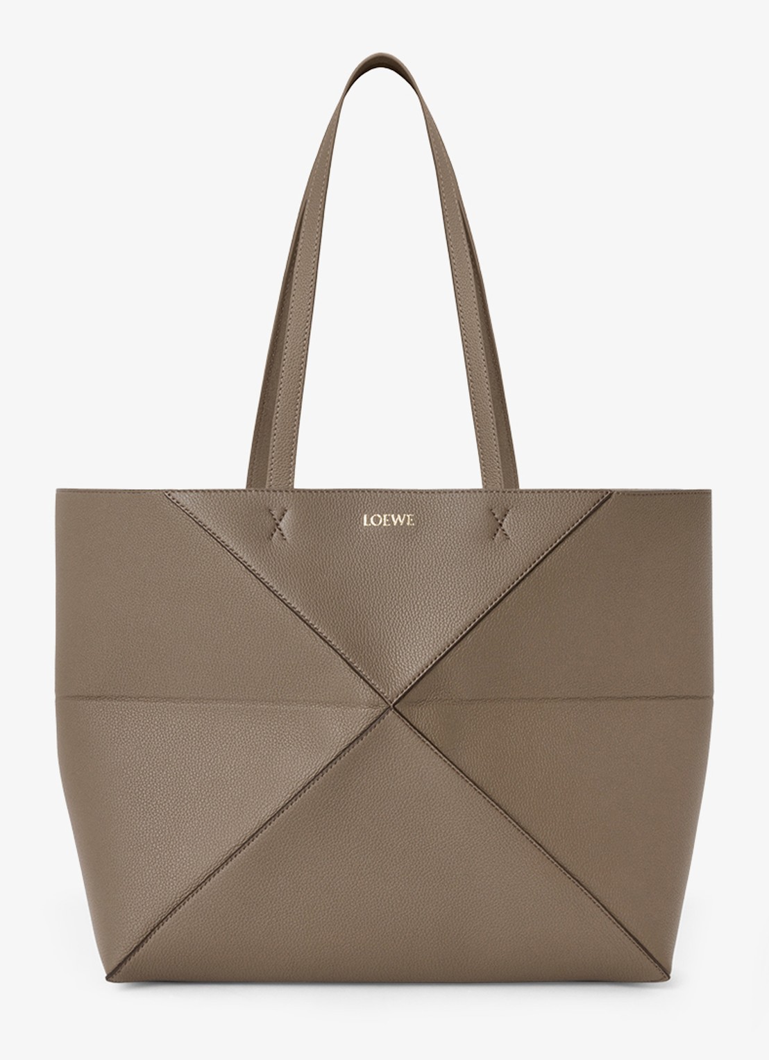 LOEWE Puzzle Fold Horizontal Medium shopper van kalfsleer - voorkant taupe
