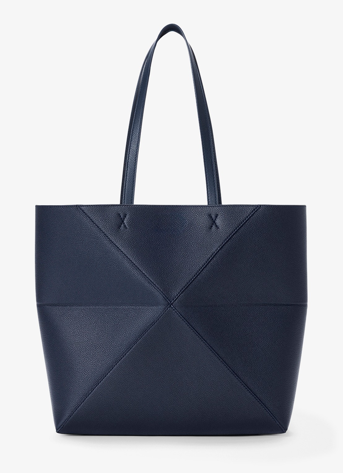 LOEWE Puzzle Fold Horizontal Medium shopper van kalfsleer - achterkant 3 donkerblauw