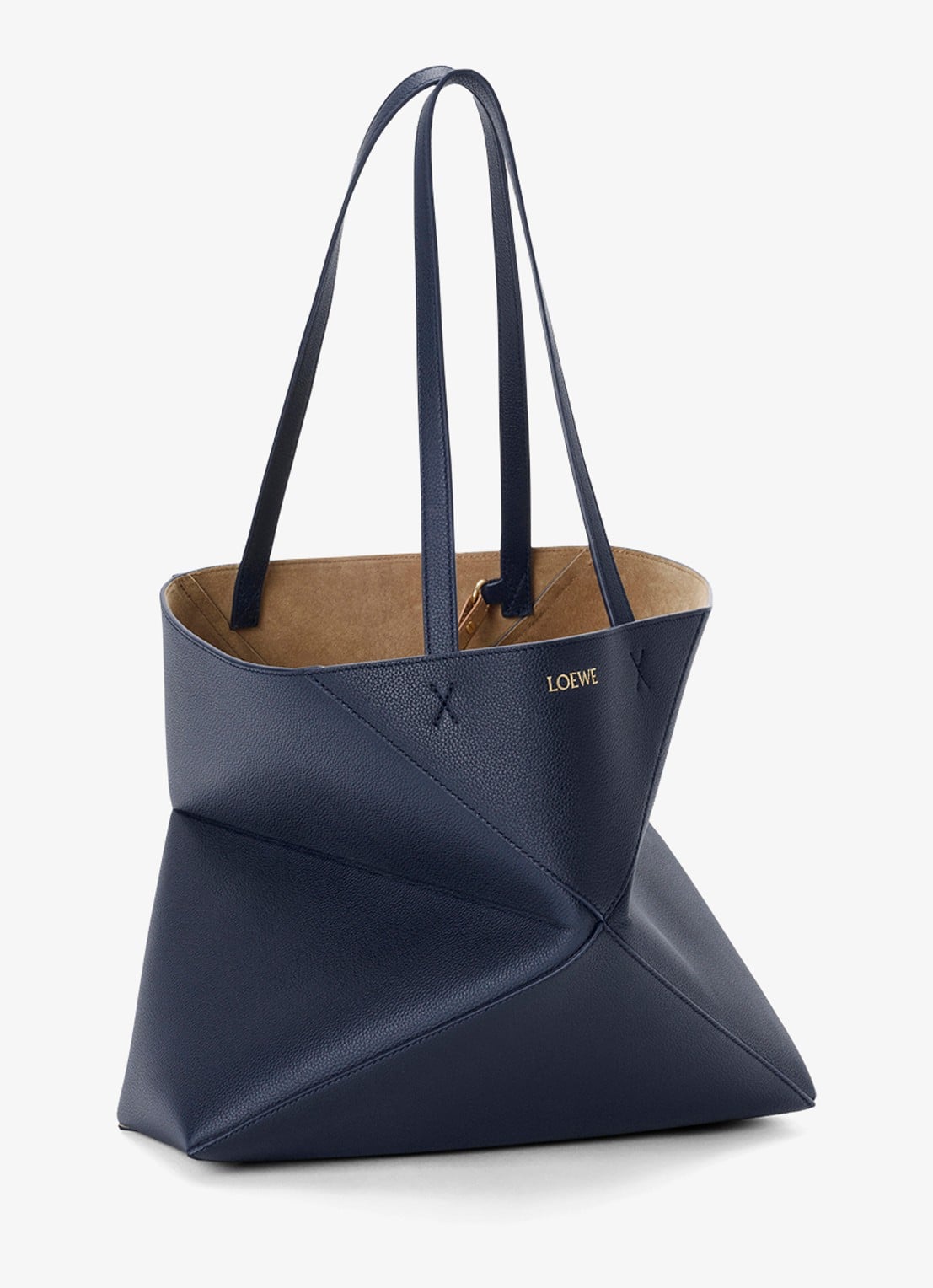 LOEWE Puzzle Fold Horizontal Medium shopper van kalfsleer - detail 4 donkerblauw