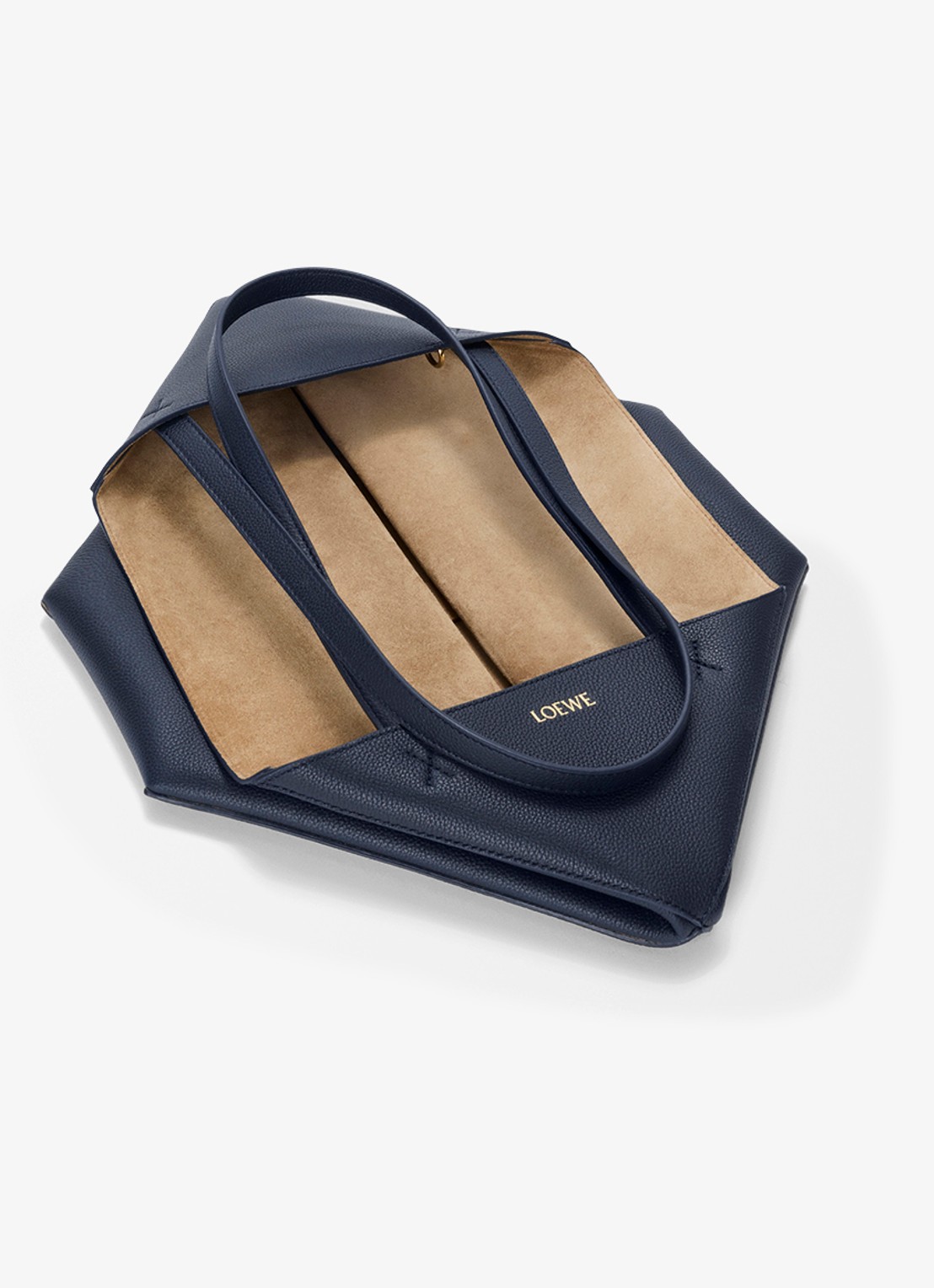 LOEWE Puzzle Fold Horizontal Medium shopper van kalfsleer - detail 5 donkerblauw