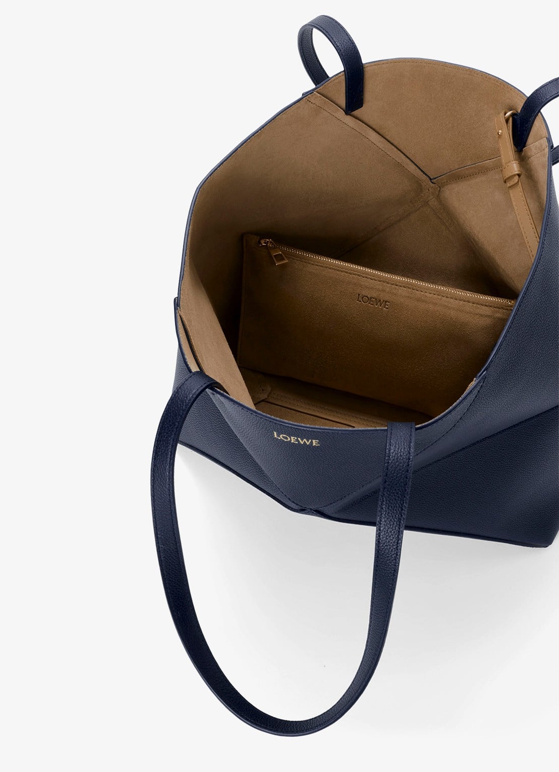 LOEWE Puzzle Fold Horizontal Medium shopper van kalfsleer - detail 6 donkerblauw
