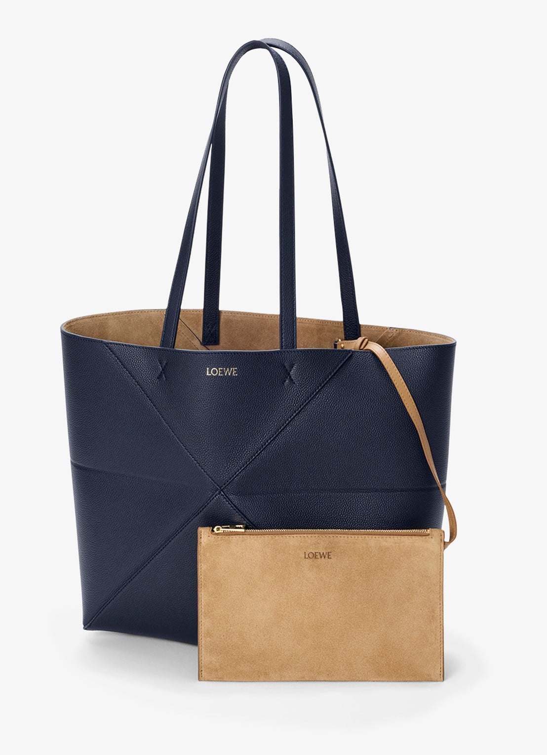 LOEWE Puzzle Fold Horizontal Medium shopper van kalfsleer - detail 7 donkerblauw