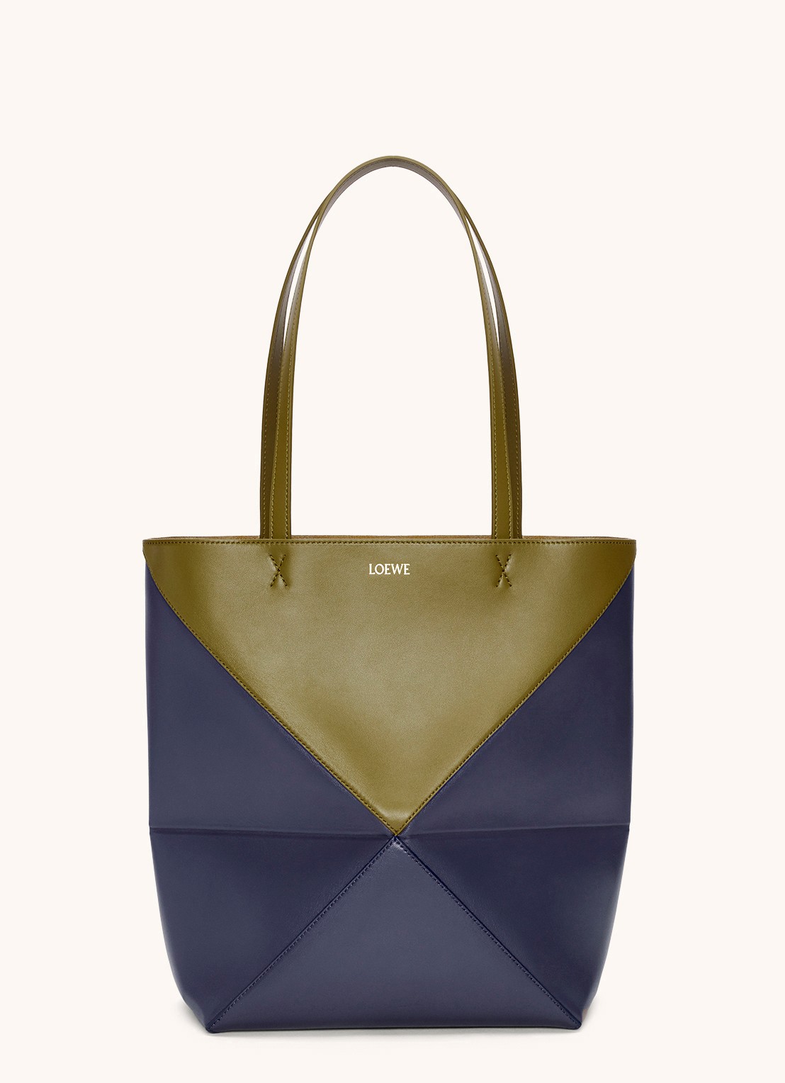LOEWE Puzzle Fold Medium shopper van kalfsleer - voorkant 7 donkerblauw