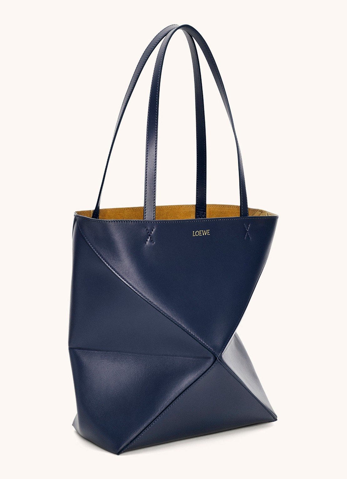 LOEWE Puzzle Fold Medium shopper van kalfsleer - detail 3 donkerblauw