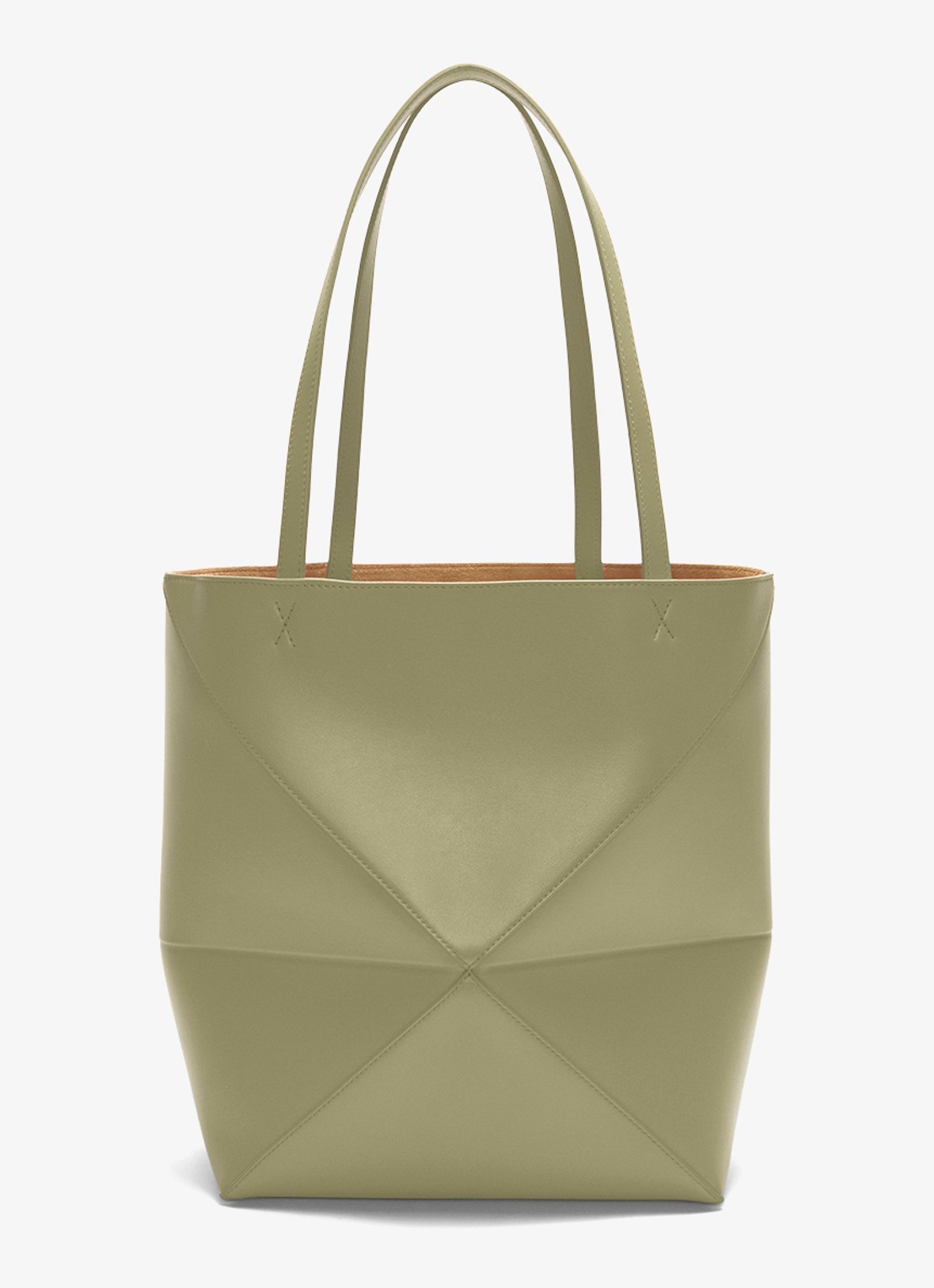 LOEWE Puzzle Fold Medium shopper van kalfsleer - achterkant 8 olijfgroen