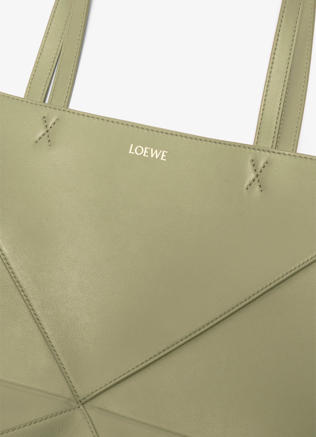 LOEWE Puzzle Fold Medium shopper van kalfsleer - detail 4 olijfgroen