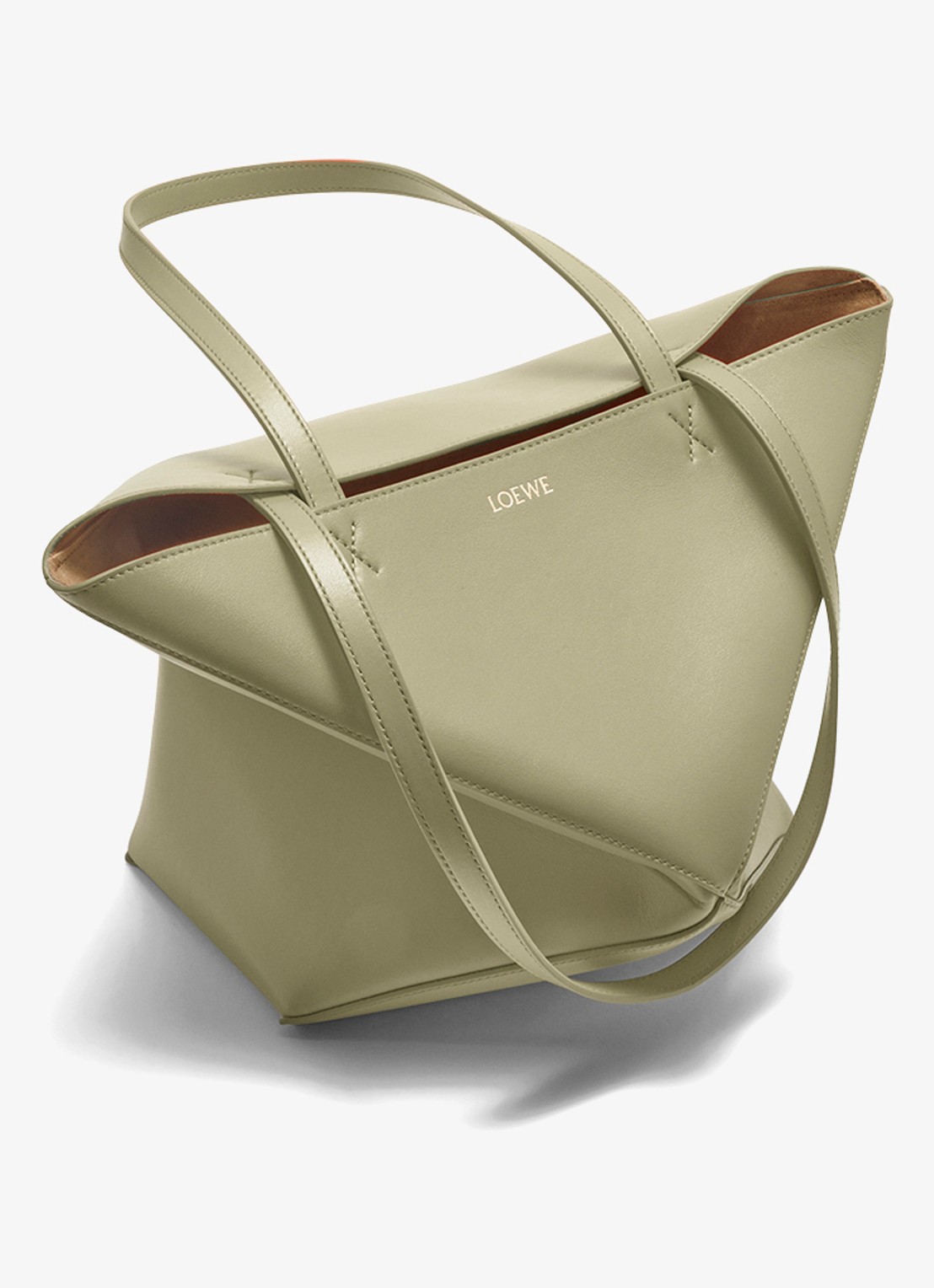 LOEWE Puzzle Fold Medium shopper van kalfsleer - detail 5 olijfgroen