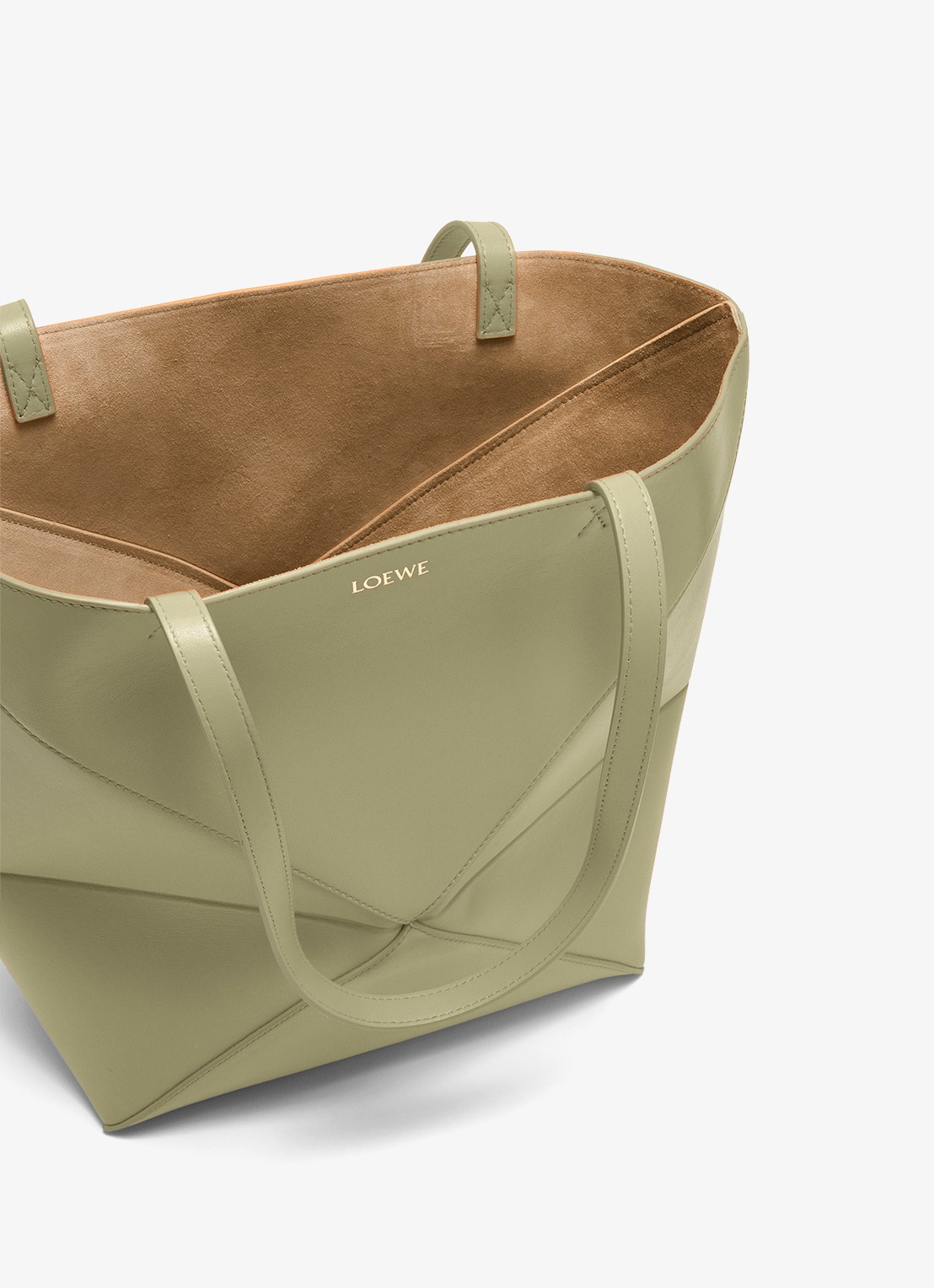 LOEWE Puzzle Fold Medium shopper van kalfsleer - detail 6 olijfgroen
