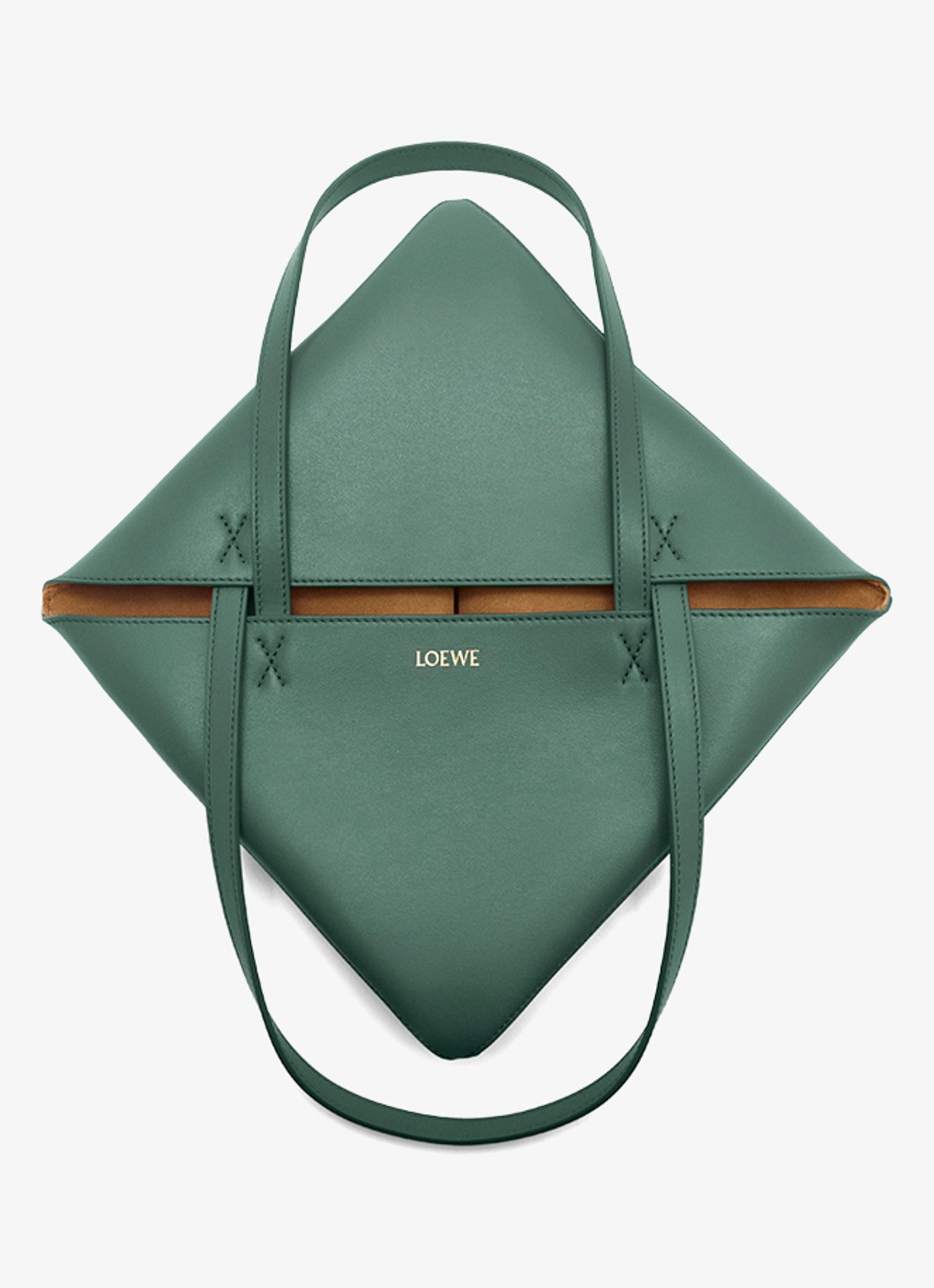 LOEWE Puzzle Fold Medium shopper van kalfsleer - detail donkergroen