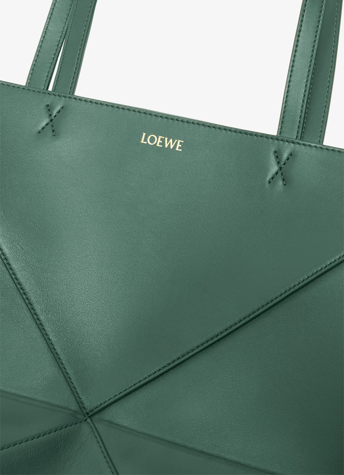 LOEWE Puzzle Fold Medium shopper van kalfsleer - detail 2 donkergroen