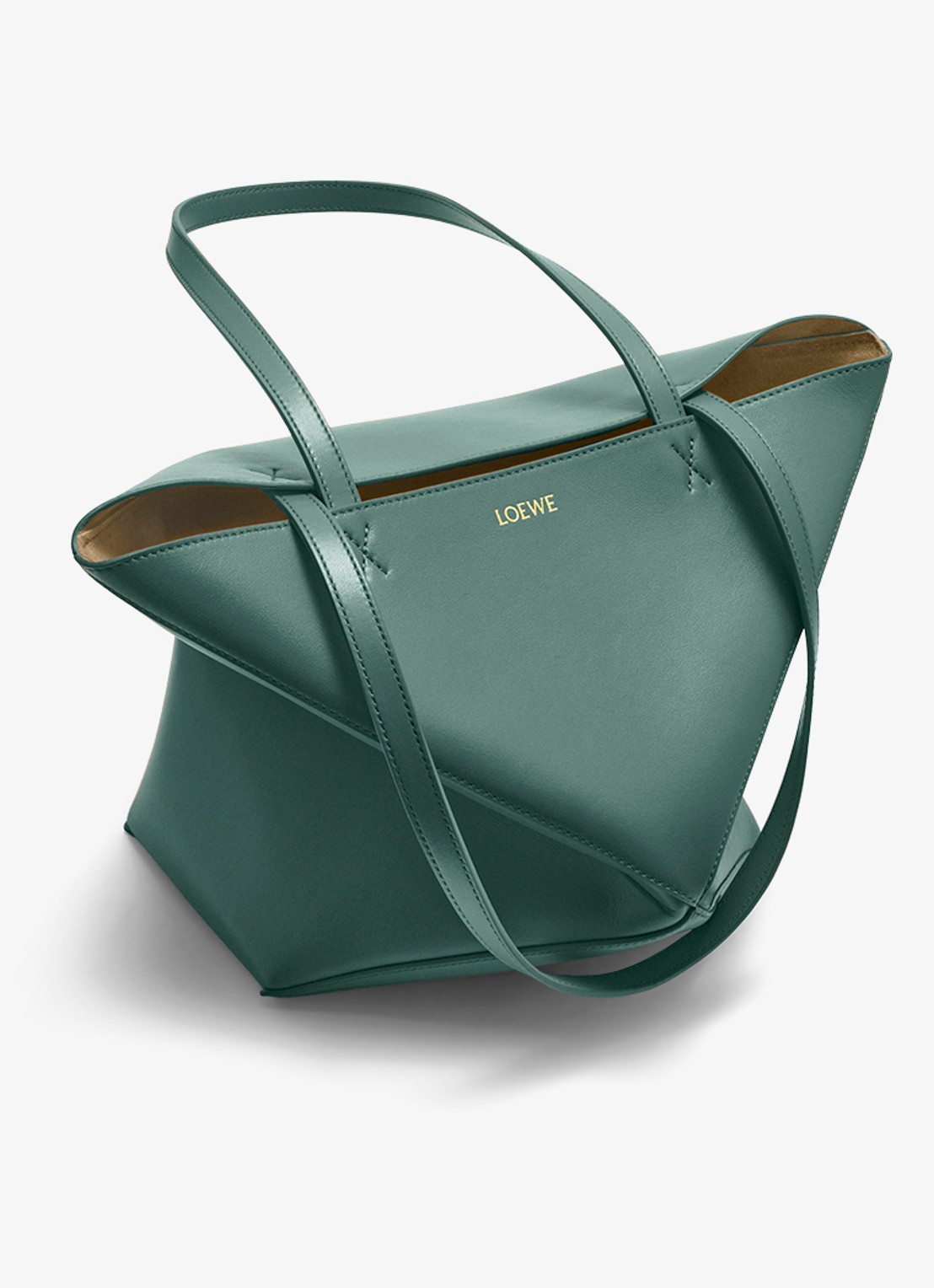 LOEWE Puzzle Fold Medium shopper van kalfsleer - detail 3 donkergroen