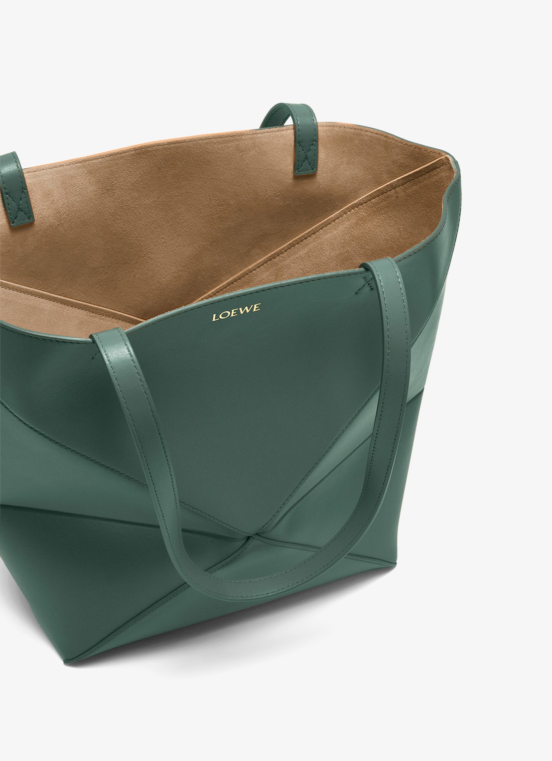 LOEWE Puzzle Fold Medium shopper van kalfsleer - detail 4 donkergroen
