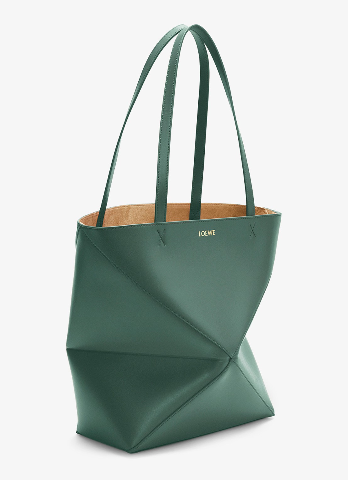 LOEWE Puzzle Fold Medium shopper van kalfsleer - voorkant 8 donkergroen