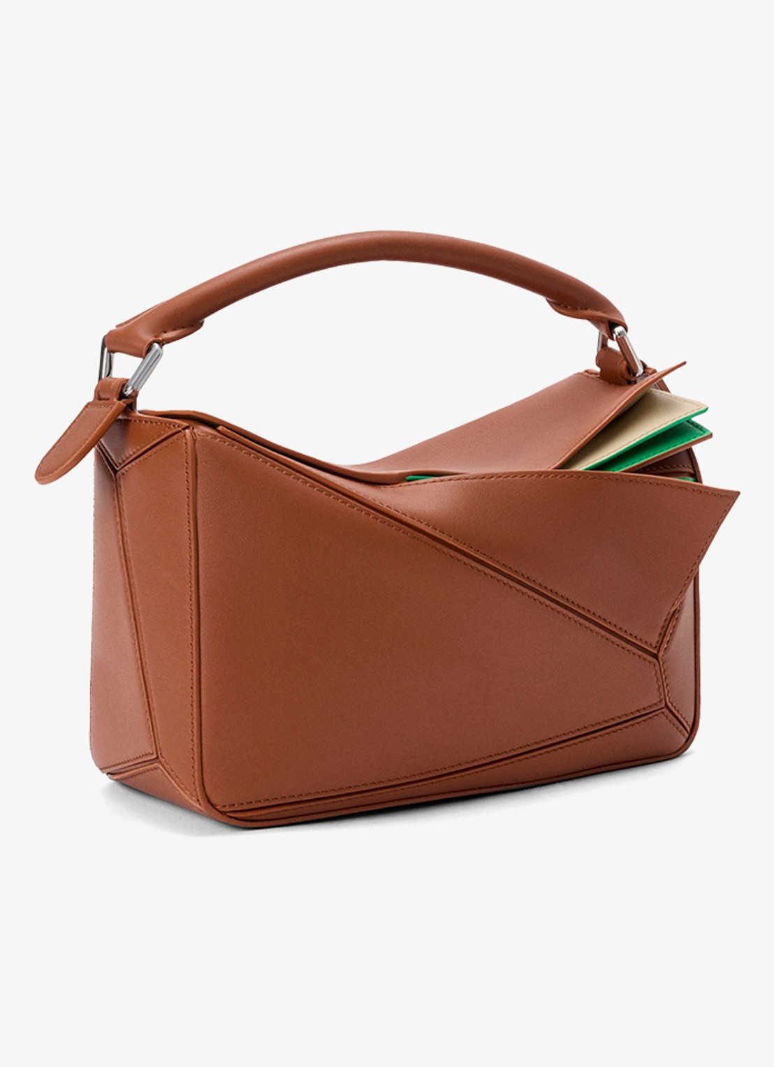 LOEWE Puzzle Layers Small handtas van kalfsleer - voorkant 2 bruin