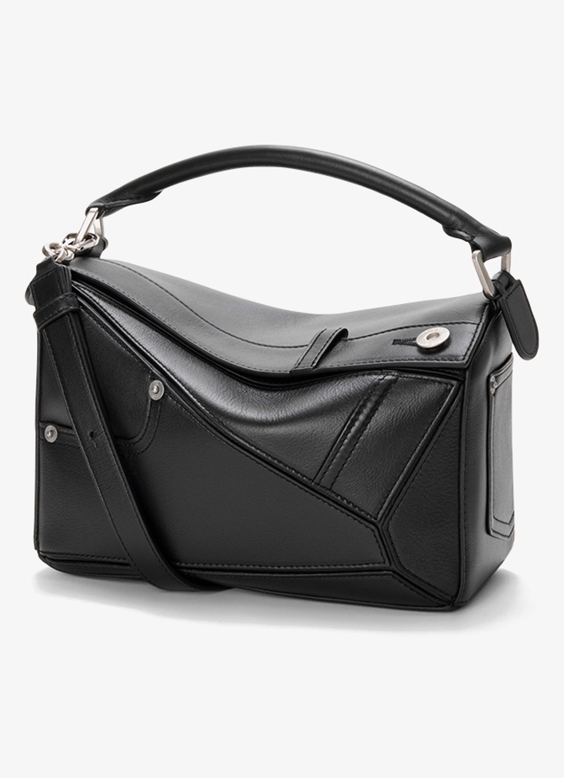 LOEWE Puzzle Panta S handtas van kalfsleer - voorkant 2 zwart