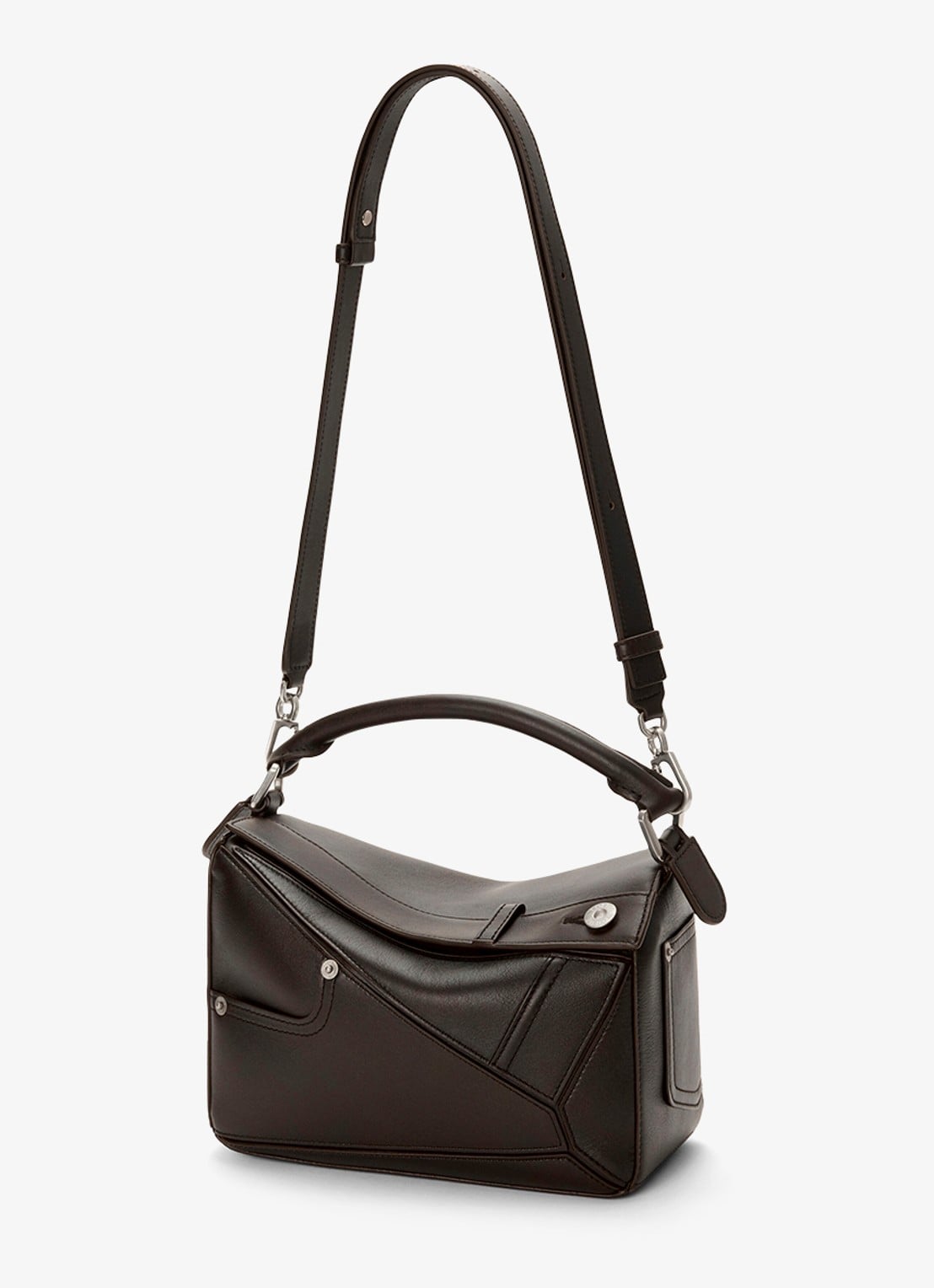 LOEWE Puzzle Panta S handtas van kalfsleer - detail 3 donkerbruin