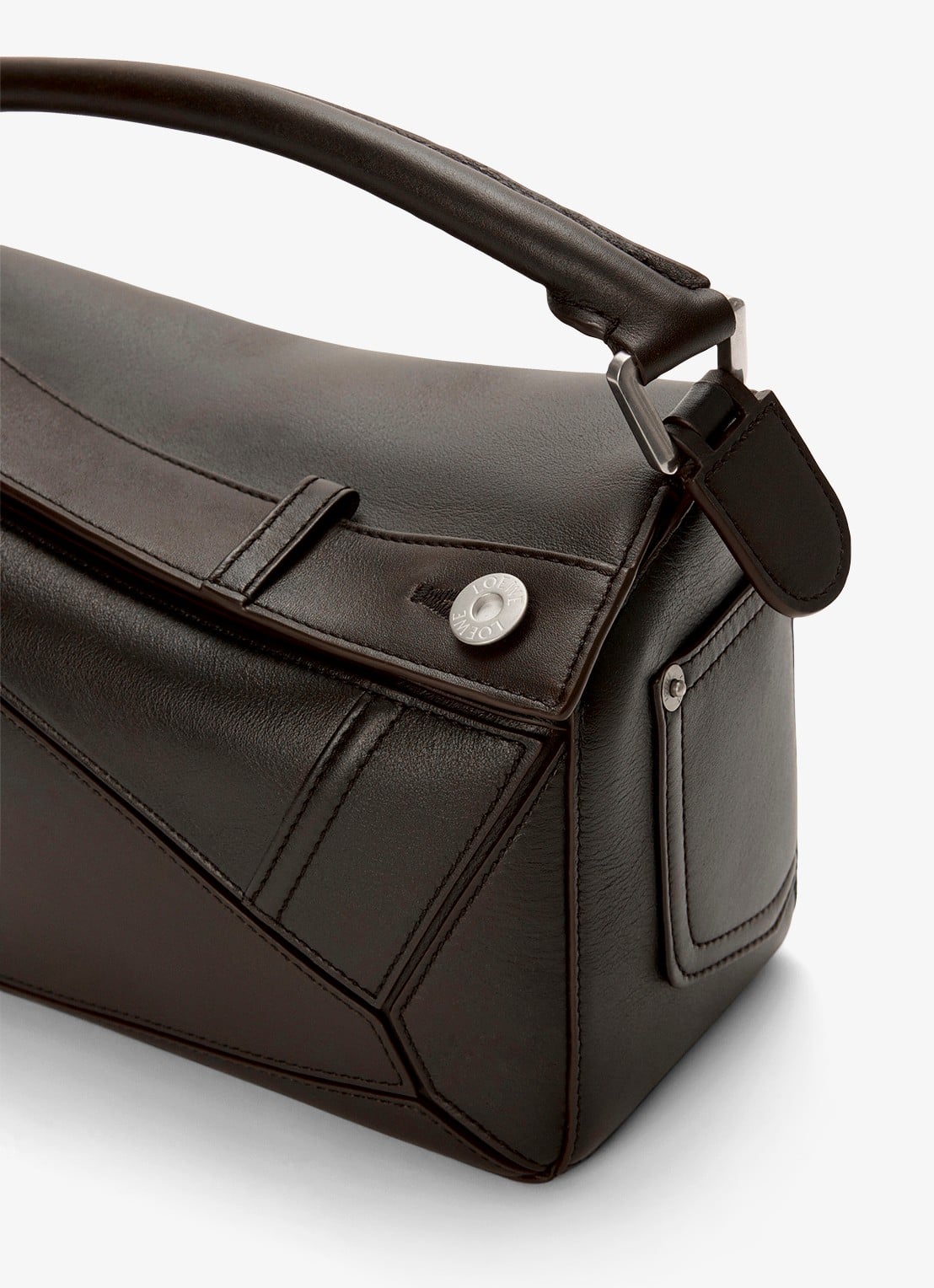 LOEWE Puzzle Panta S handtas van kalfsleer - detail 5 donkerbruin