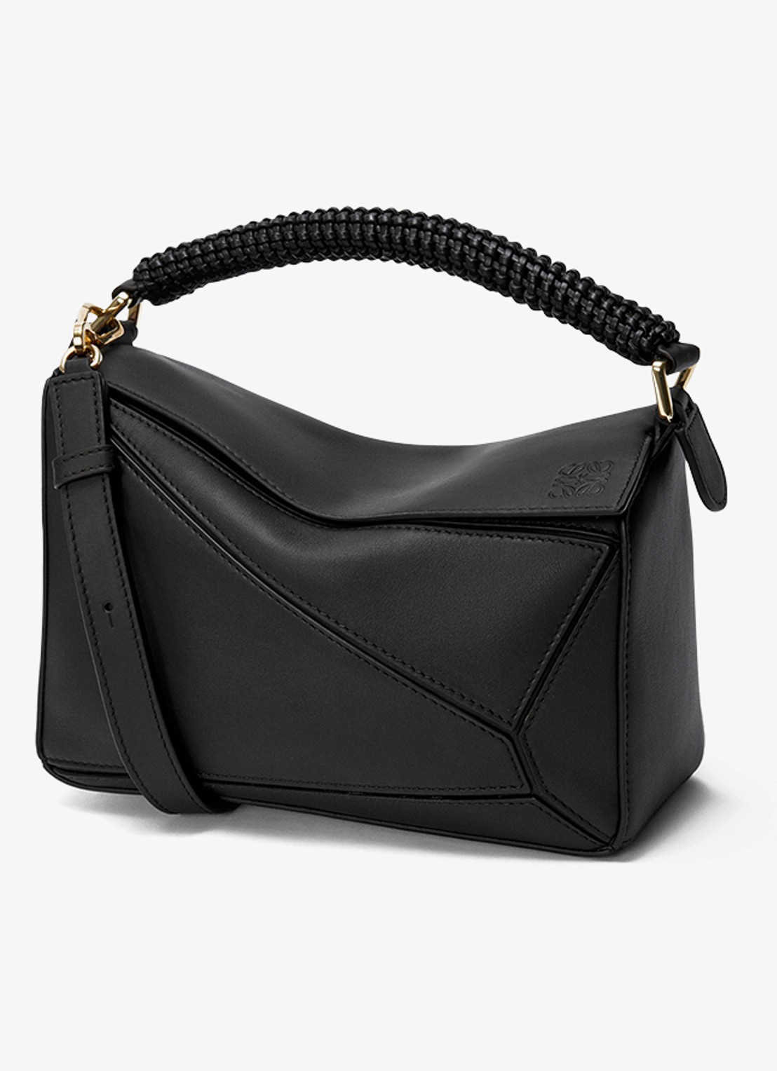 LOEWE Puzzle Small handtas van kalfsleer - voorkant zwart