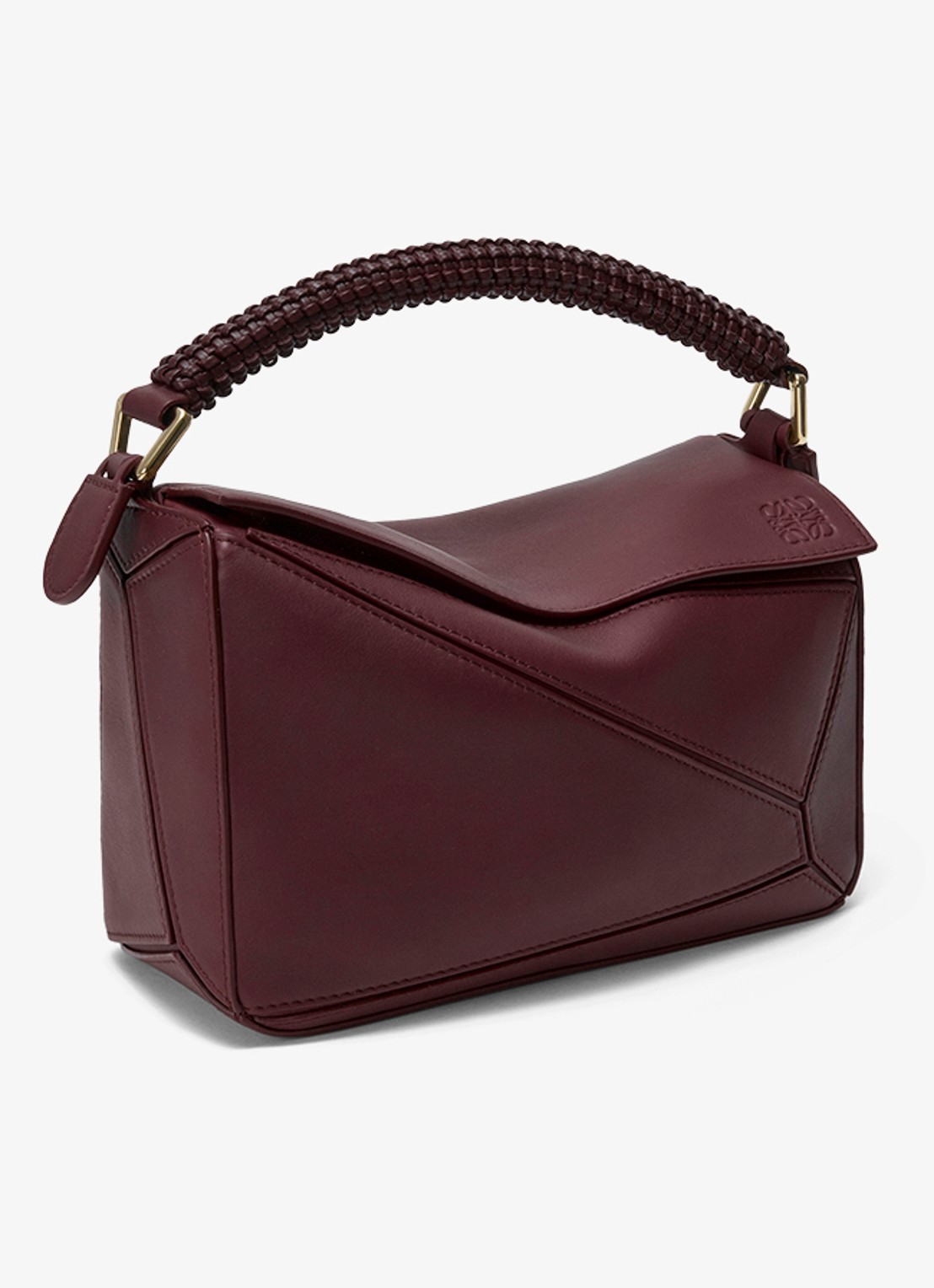 LOEWE Puzzle Small handtas van kalfsleer - voorkant 3 bordeauxrood