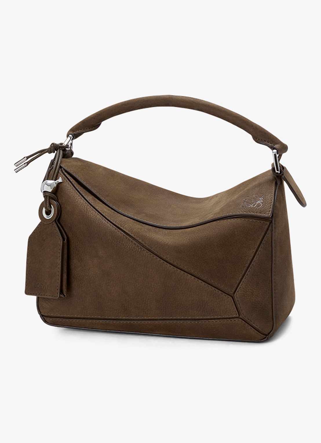 LOEWE Puzzle Small handtas van nubuck - voorkant bruin