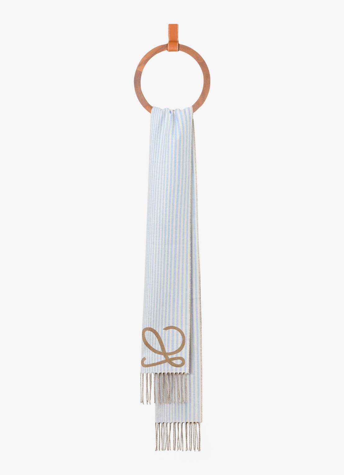 LOEWE Reversible fijngebreide sjaal in kasjmierblend met logo 180 x 28 cm - detail 3 beige