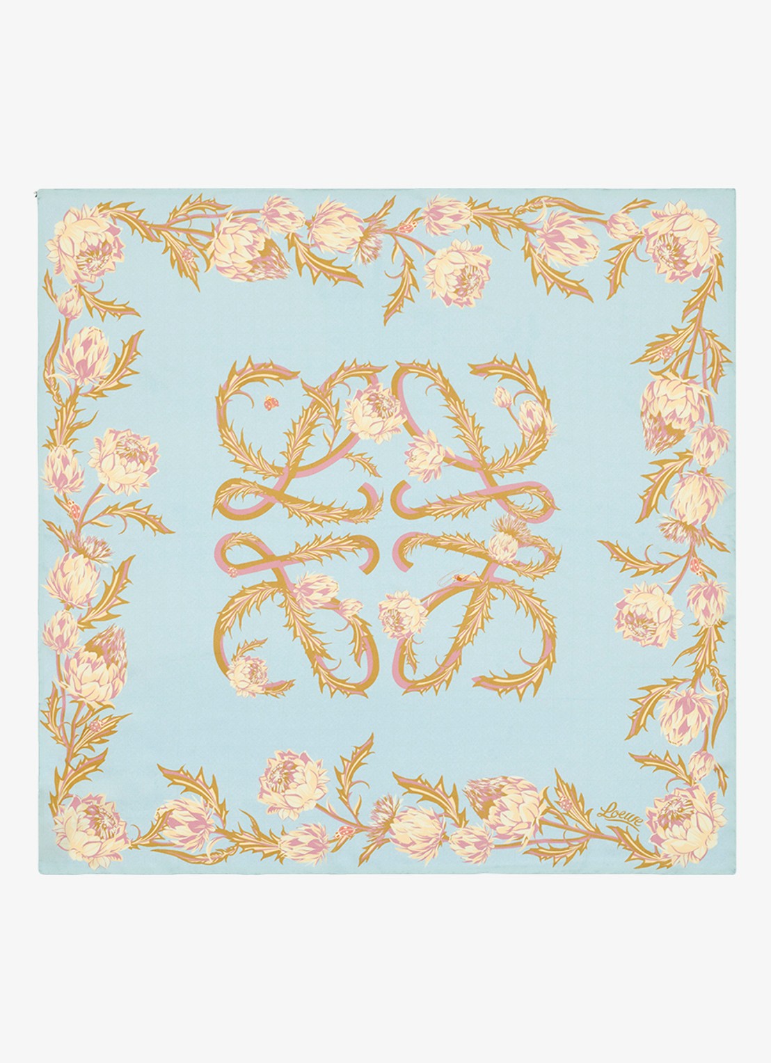 LOEWE Reversible sjaal van zijde met logoprint 90 x 90 cm - achterkant 5 blauw