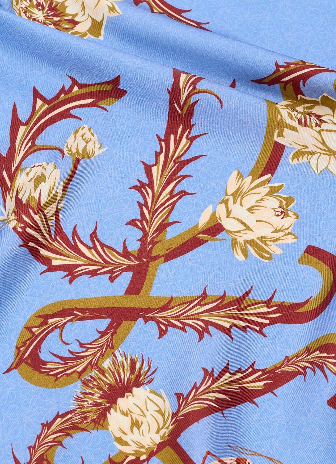 LOEWE Reversible sjaal van zijde met logoprint 90 x 90 cm - detail blauw