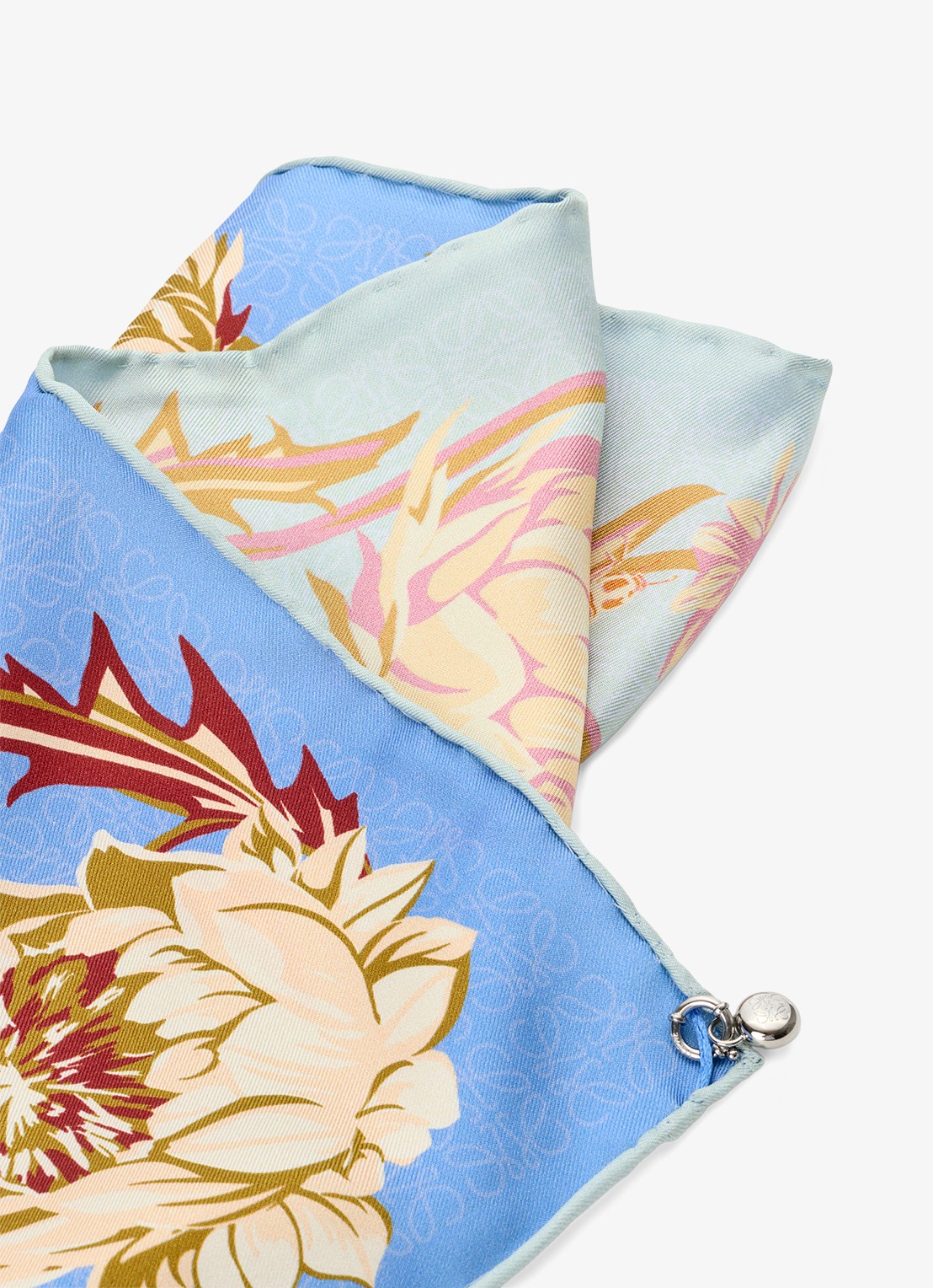 LOEWE Reversible sjaal van zijde met logoprint 90 x 90 cm - detail 2 blauw