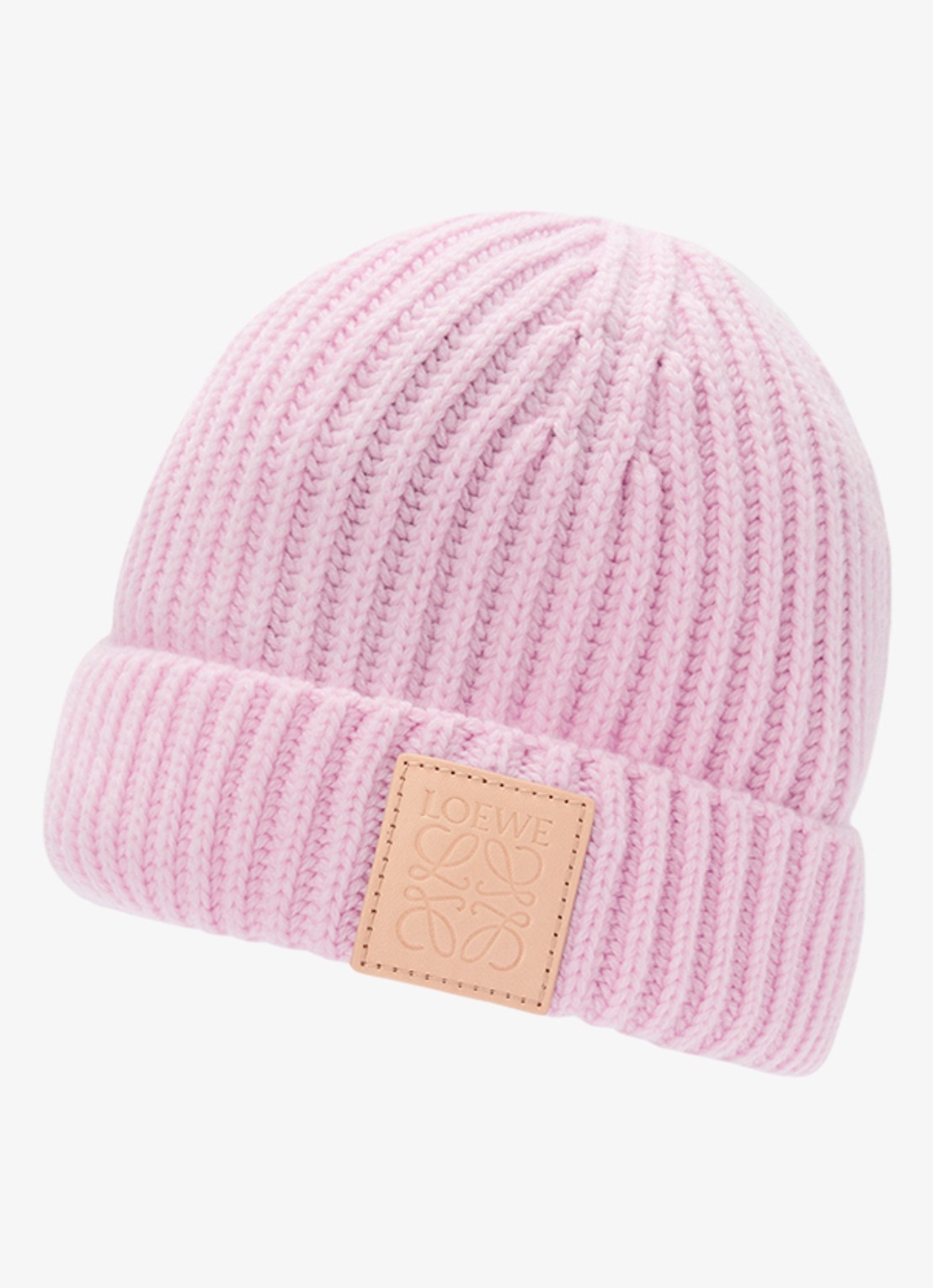 LOEWE Ribgebreide muts van kasjmier met logo - detail lichtroze