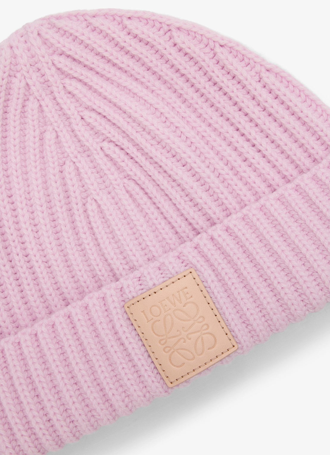 LOEWE Ribgebreide muts van kasjmier met logo - detail 2 lichtroze