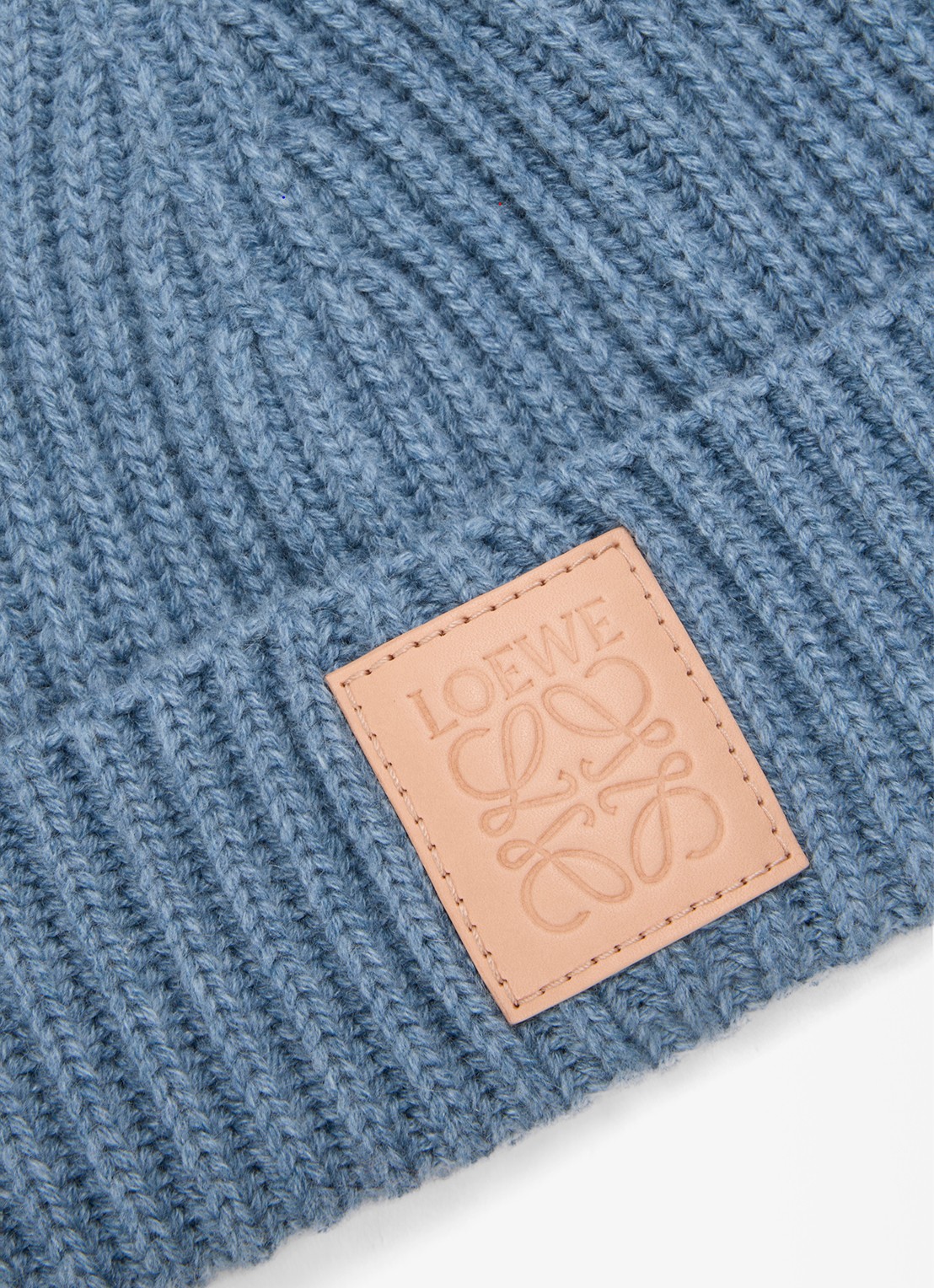 LOEWE Ribgebreide muts van kasjmier met logo - detail 4 blauw