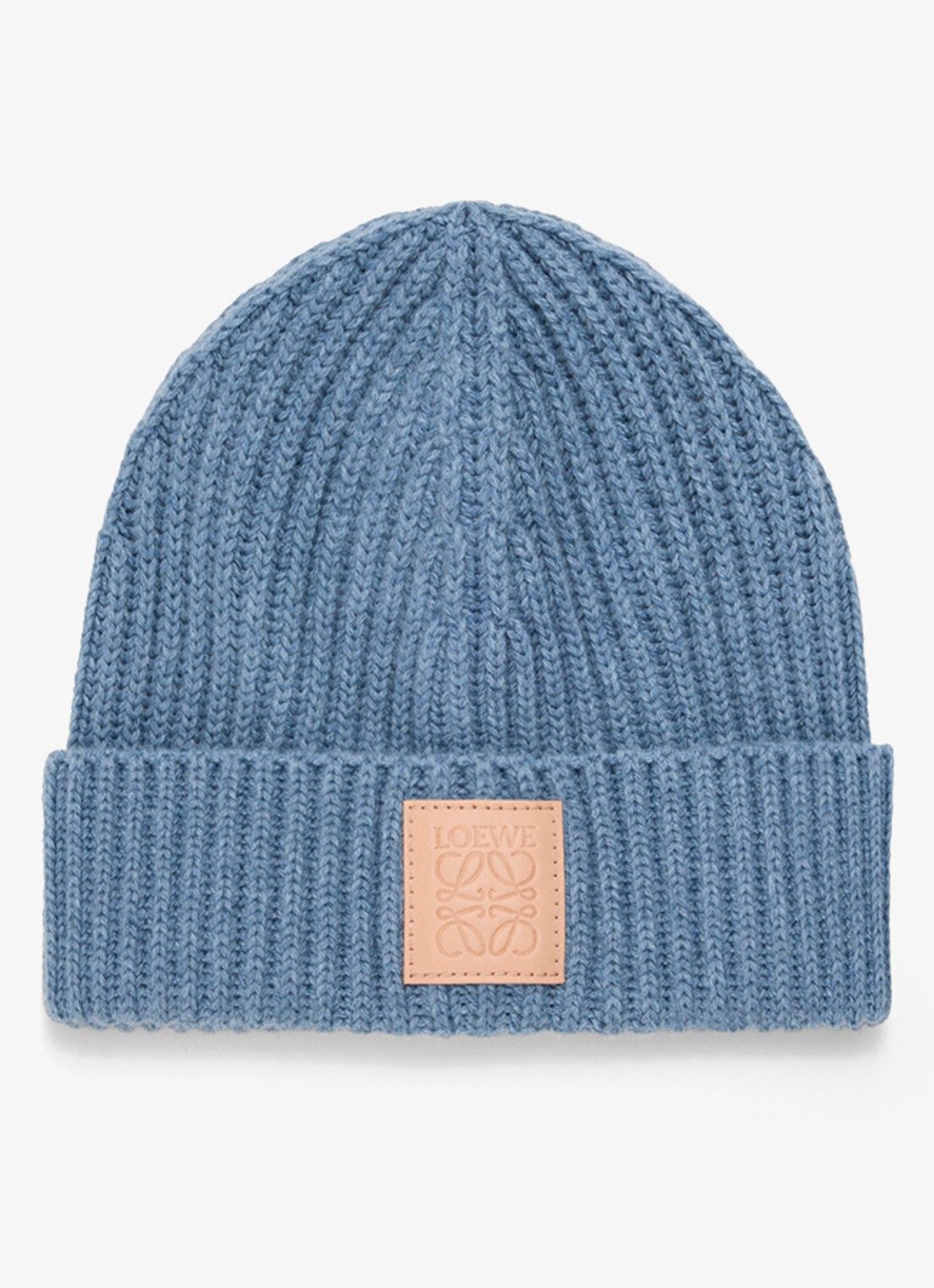 LOEWE Ribgebreide muts van kasjmier met logo - voorkant blauw