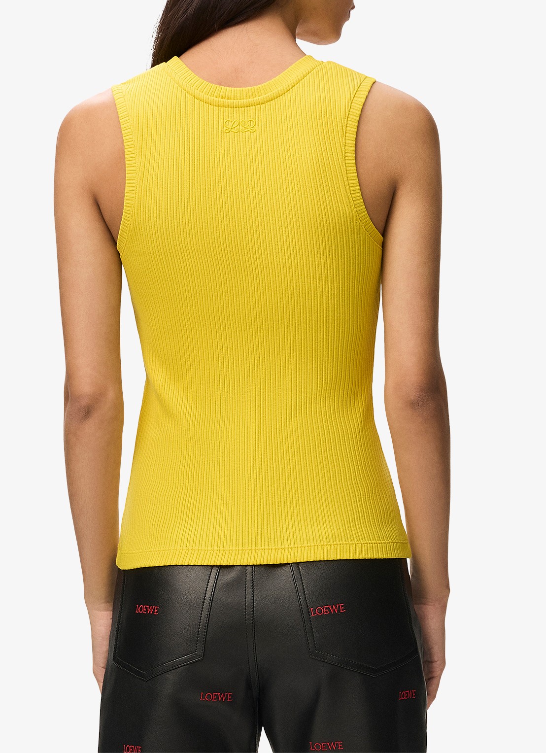 LOEWE Ribgebreide tanktop met logo - achterkant 4 geel
