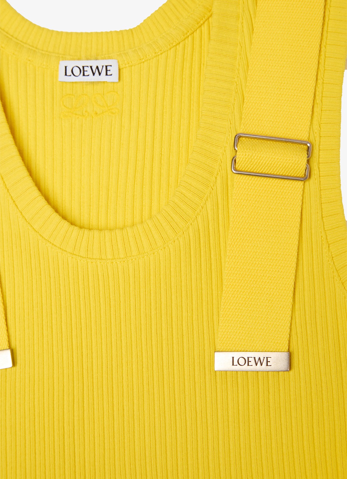 LOEWE Ribgebreide tanktop met logo - detail 3 geel